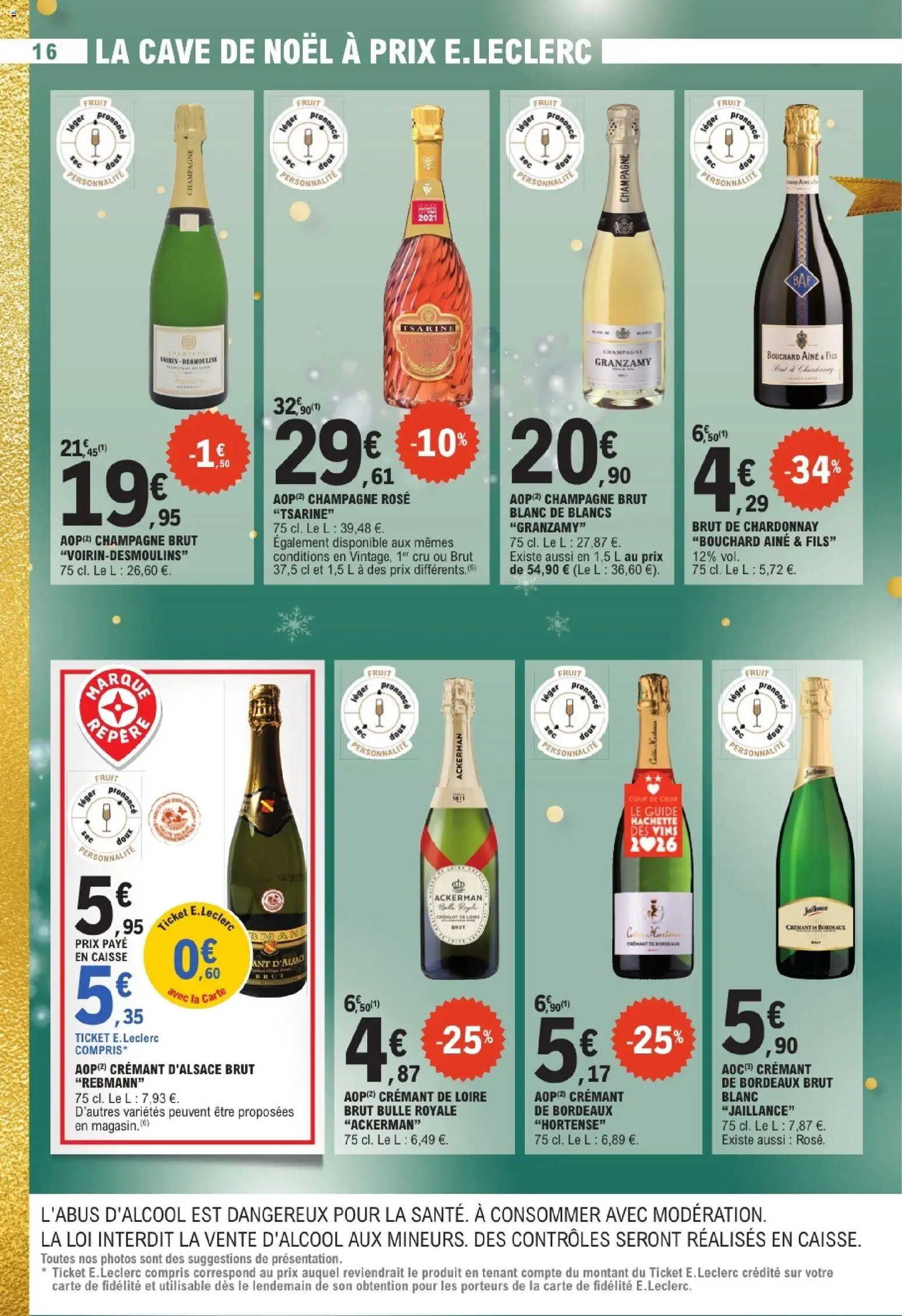 {H1} | Page: 16 | Produits: Champagne brut, Champagne, Crémant, Crémant d'alsace