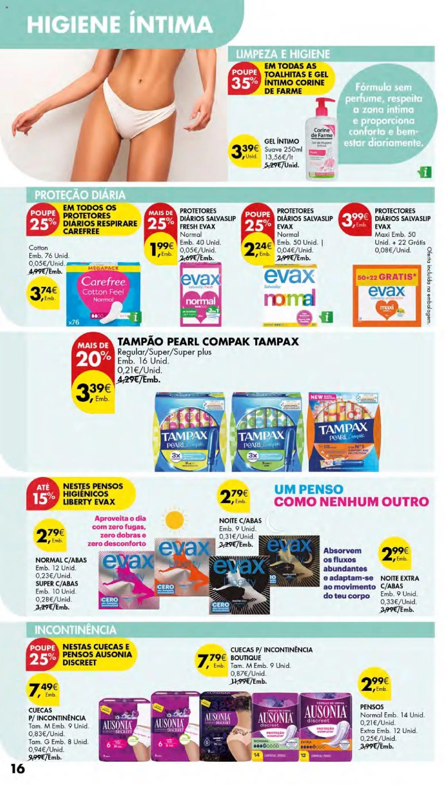 Pingo Doce - Cuidados Pessoais e para o Lar Açores │ válido de 26.02.2026 | Página: 16 | Produtos: Pensos higiénicos, Cuecas