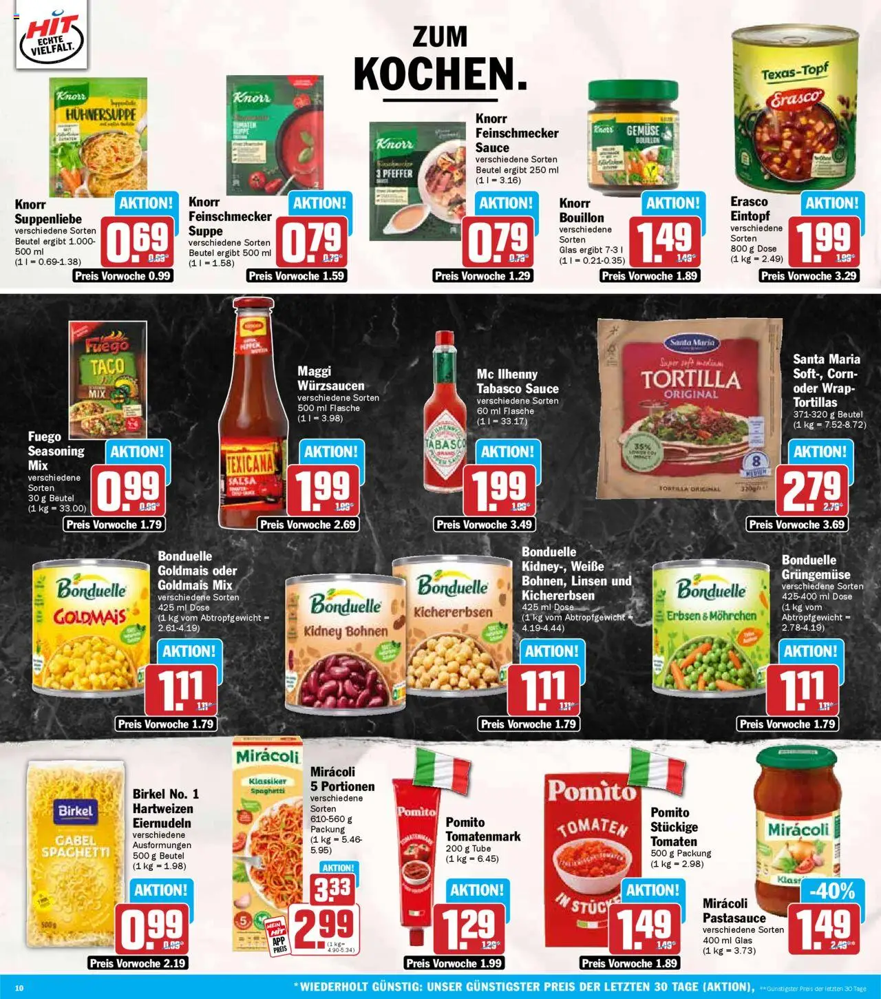 HIT Prospekt 	 - gültig ab dem 28.07.2025 | Seite: 10 | Produkte: Tomaten, Knorr, Pfeffer, Erbsen