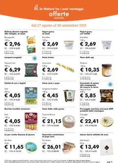 Volantino Natura Sì del 27.08.2025 | Pagina: 16 | Prodotti: Yogurt, Lamponi, Pasta, Crocchette