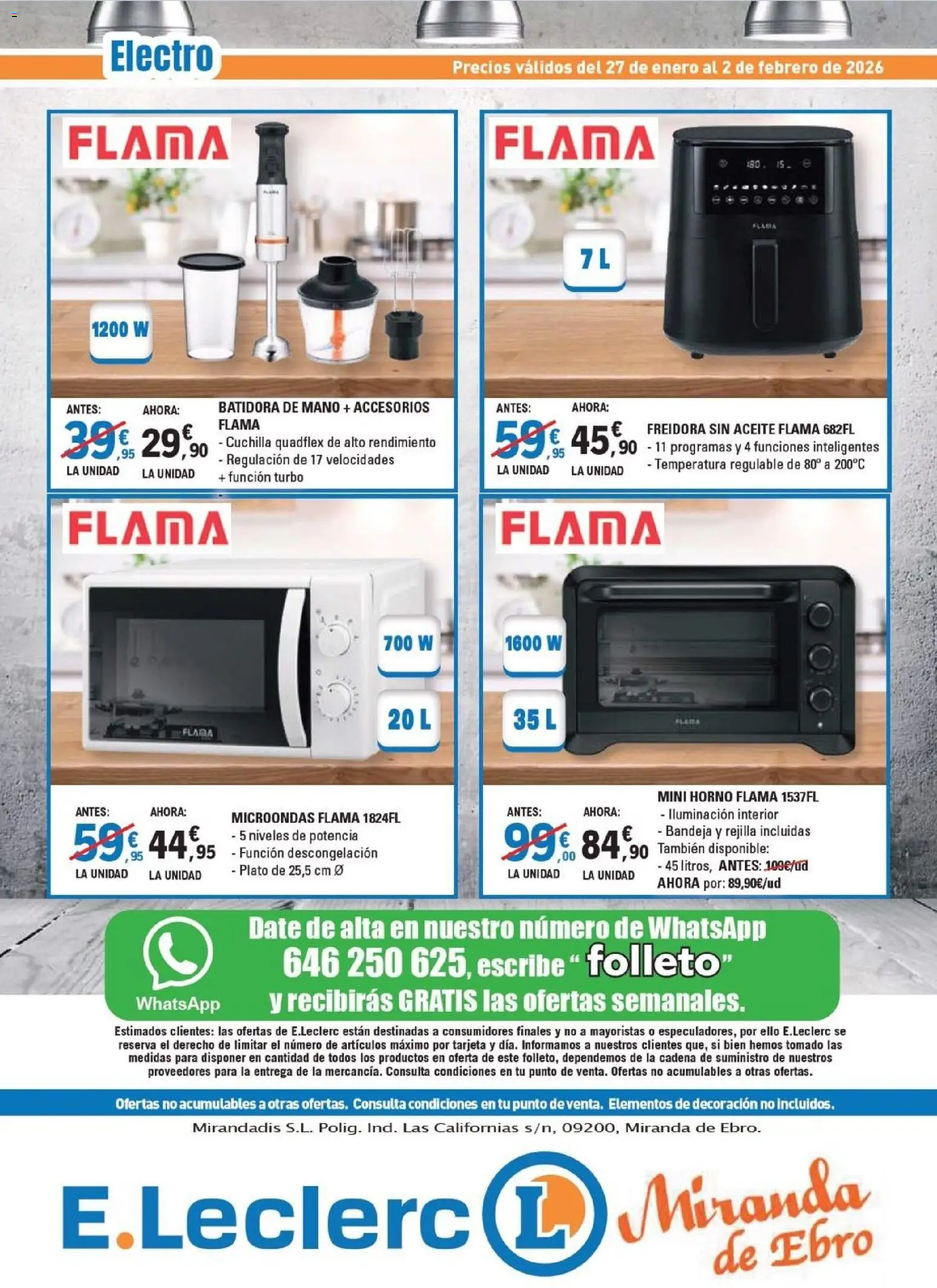 E.Leclerc folleto │ válido desde el 27.01.2026 | Página: 16 | Productos: Aceite, Horno, Batidora, Bandeja