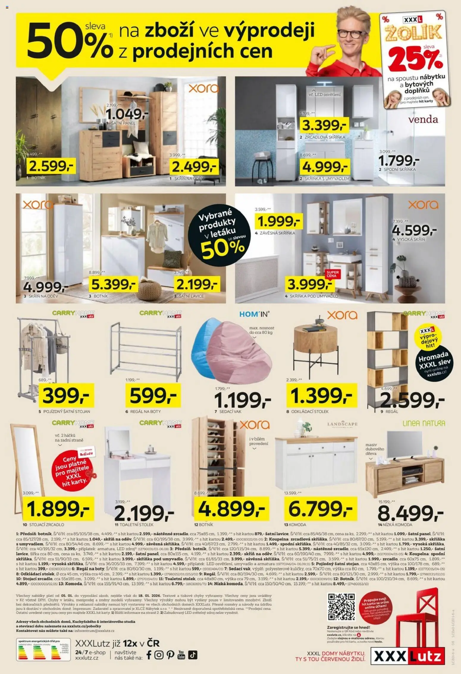 XXXLutz leták - XXXL výprodej pokračuje od 05.01.2026 | Strana: 8 | Produkty: Skříňka pod umyvadlo, Sedací vak, Komoda, Skříň