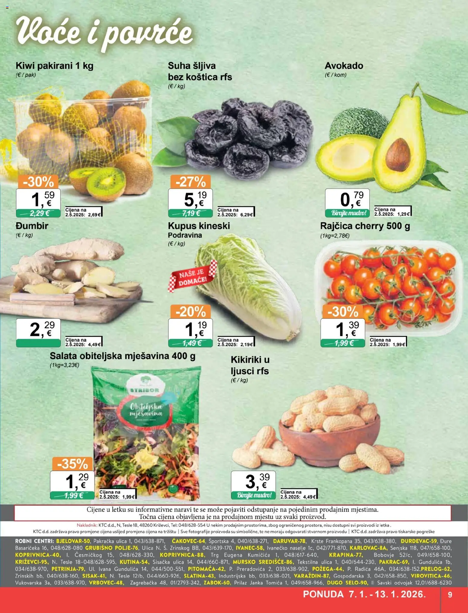 KTC katalog | vrijedi od 07.01.2026 | Stranica: 9 | Proizvodi: Šljiva, Salata, Avokado, Đumbir