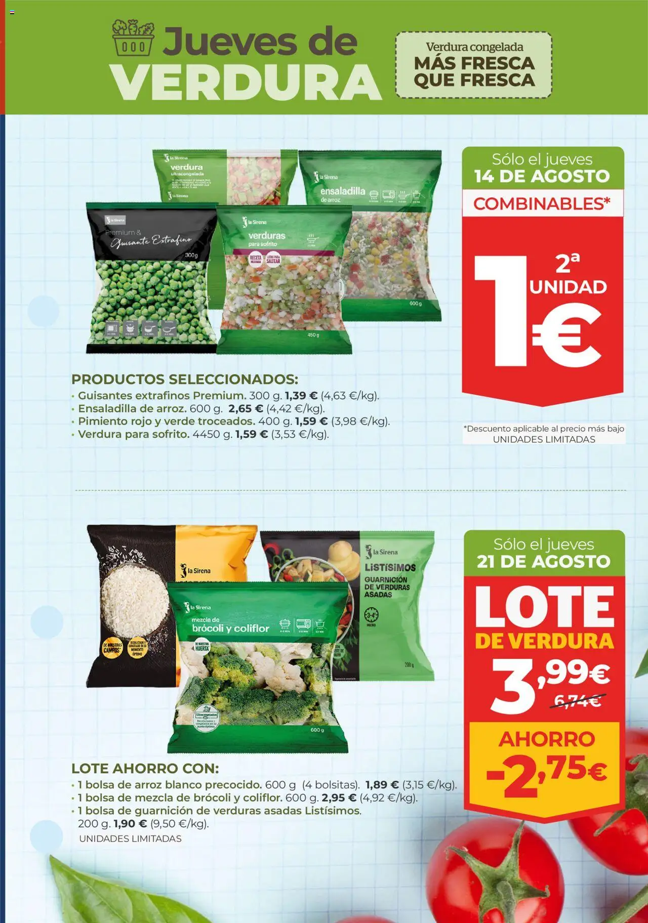 La Sirena - Ibiza │ válido desde el 14.08.2025 | Página: 9 | Productos: Ensaladilla, Arroz, Κάδος απορρυμάτων, Bolsa