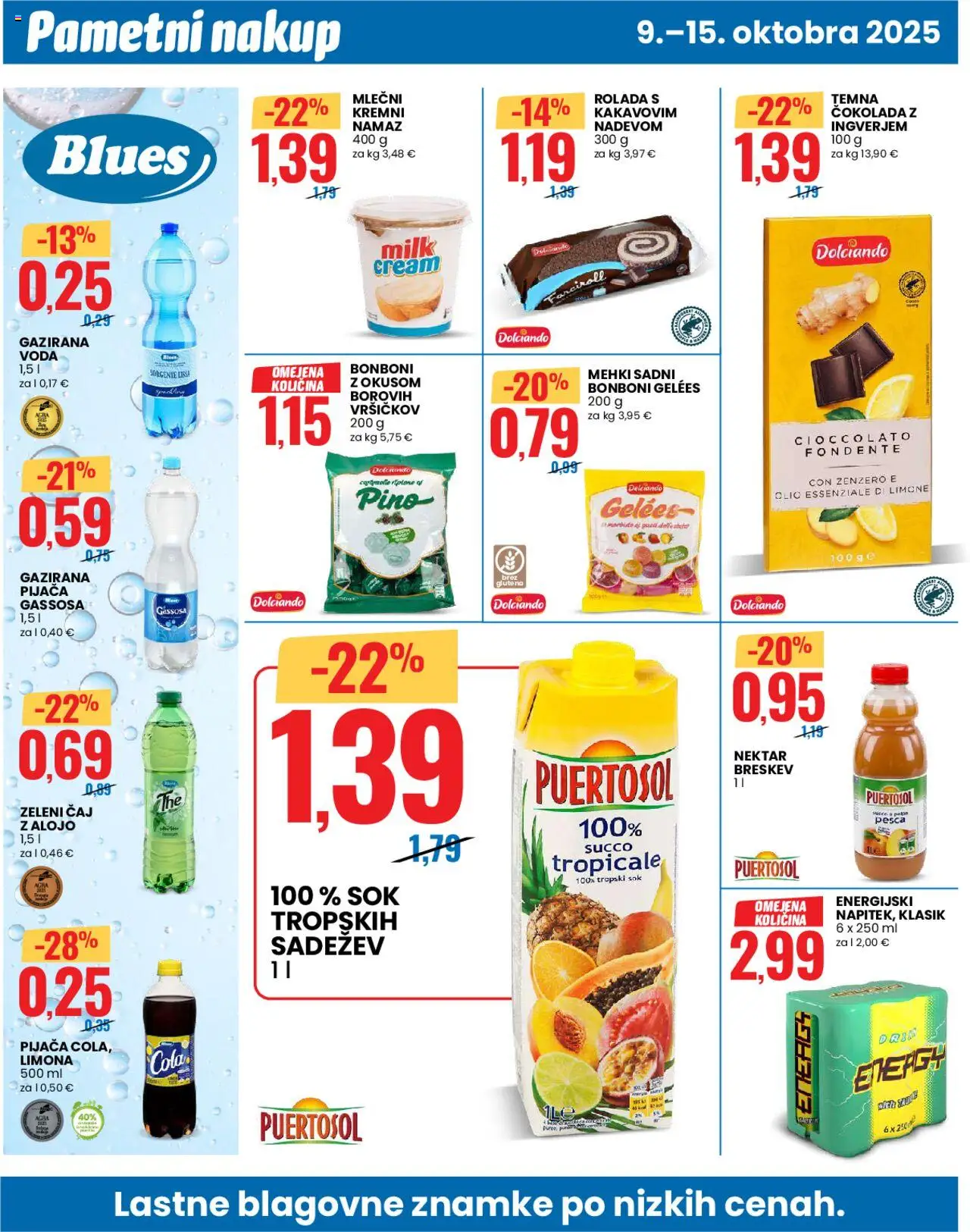 Novi Eurospin katalog ponudbe – veljaven od 09.10.2025 | Stran: 10 | Izdelki: Bonboni, Sok, Caj, Voda