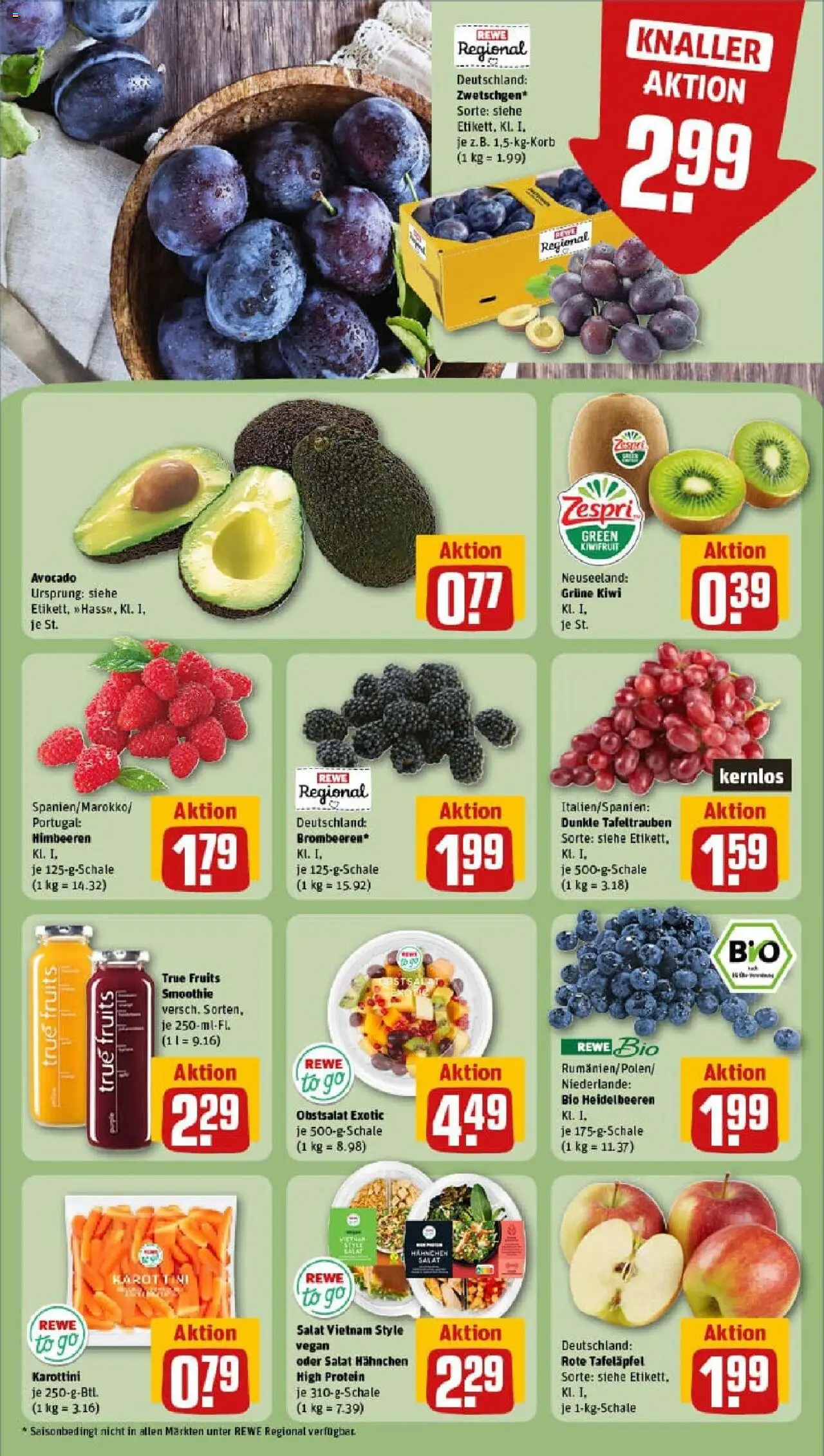 Rewe prospekt Grünberg	 - gültig ab dem 27.07.2025 | Seite: 10 | Produkte: Himbeeren, Avocado, Kiwi, Salat
