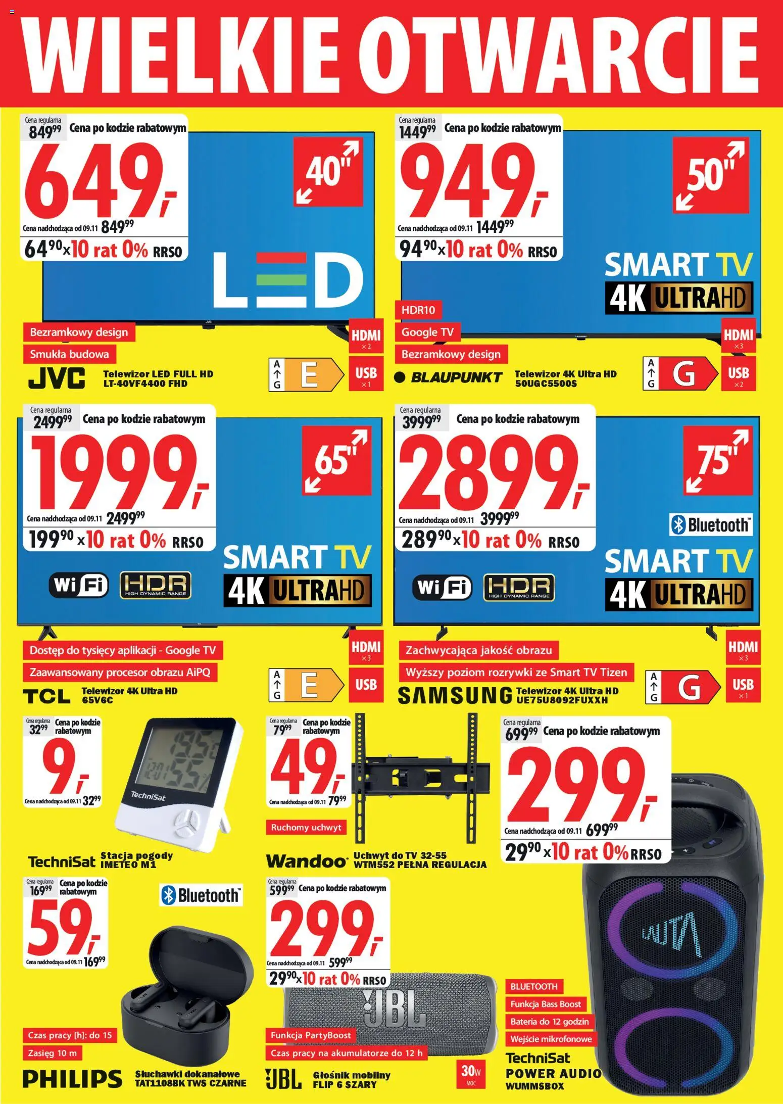 Mediaexpert Gazetka - Wielkie otwarcie Cieszyn od 30.10.2025 | Strona: 2 | Produkty: Telewizor, Audio, Stacja pogody, Bateria