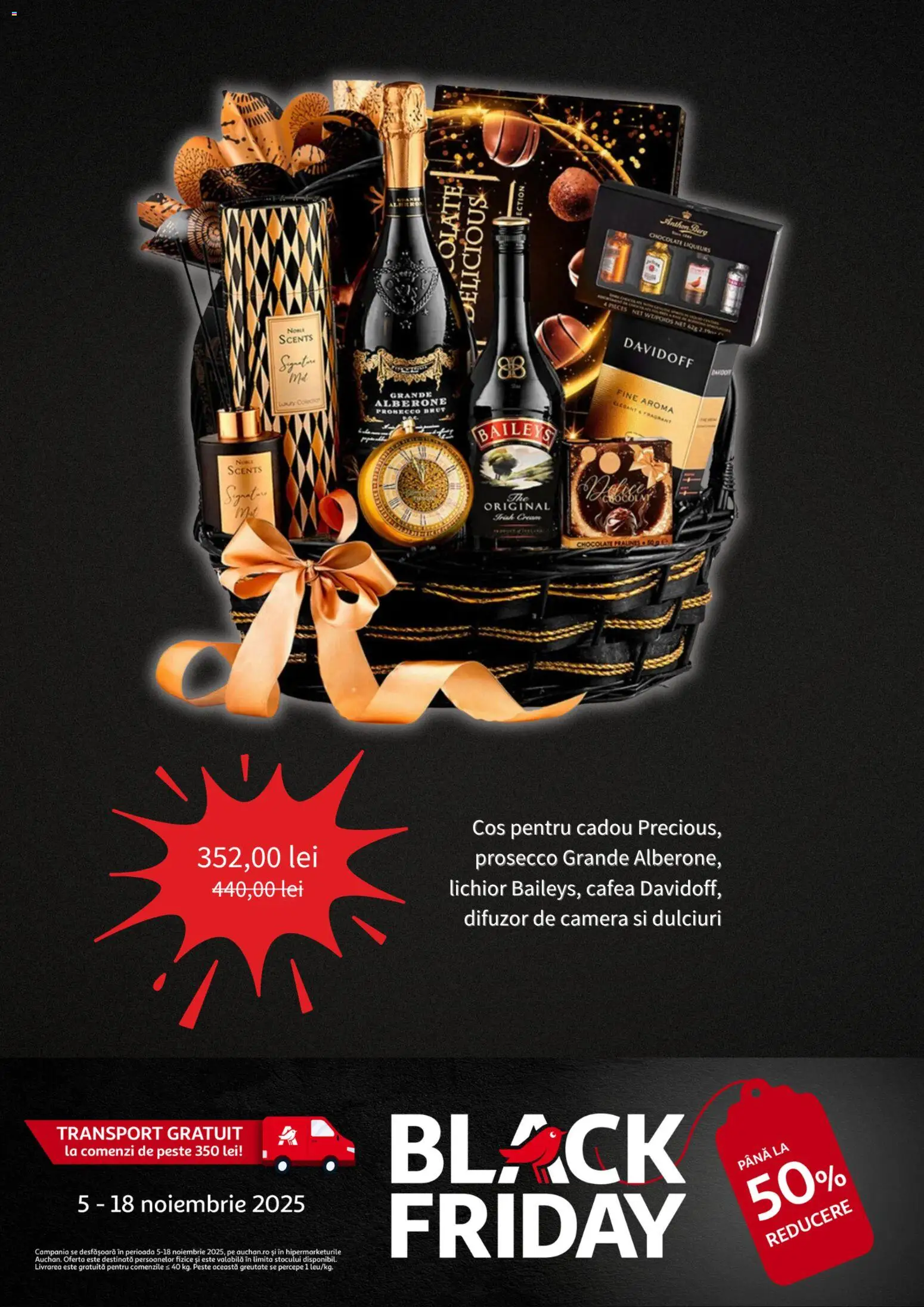 Noul catalog Auchan – valabil de la 05.11.2025 | Pagină: 7 | Produse: Coș, Lichior, Cafea, Pește