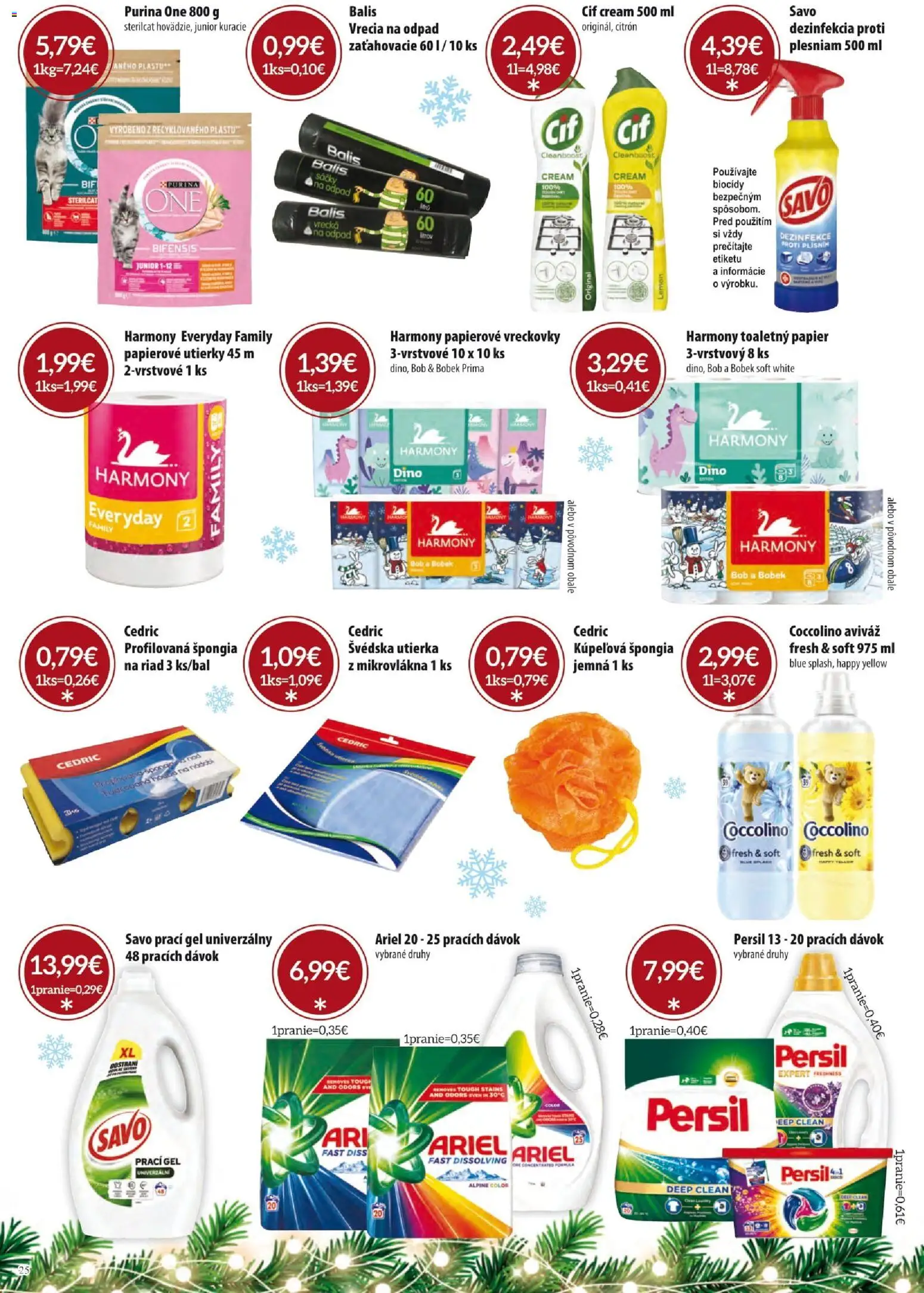 Nové KARMEN CBA akcie – leták je platný od 01.12.2025 | Strana: 25 | Produkty: Savo, Toaletný papier, Aviváž, Ariel