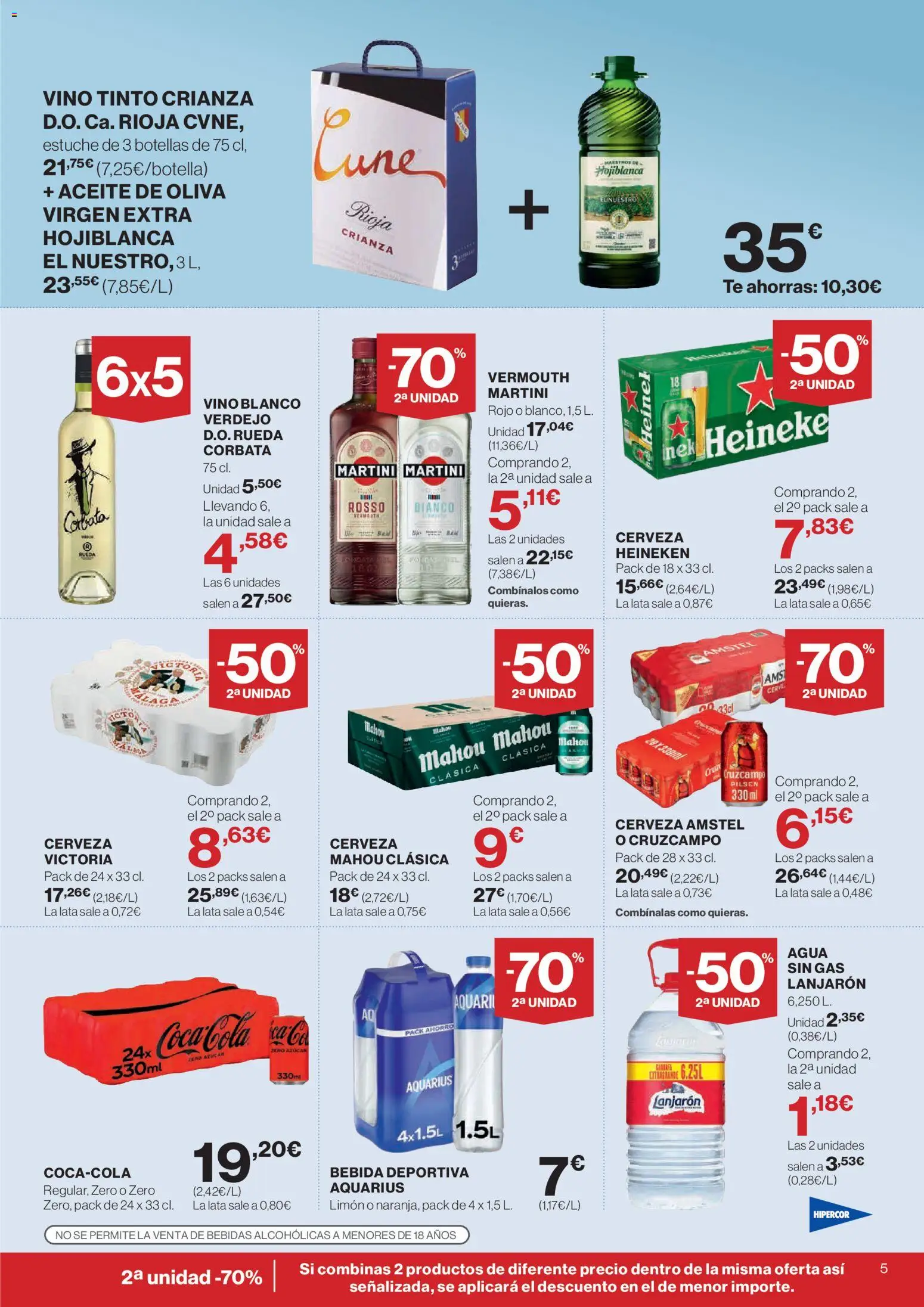 Hipercor catálogo │ válido desde el 25.03.2026 | Página: 5 | Productos: Aceite, Vino, Cerveza, Σπανάκι