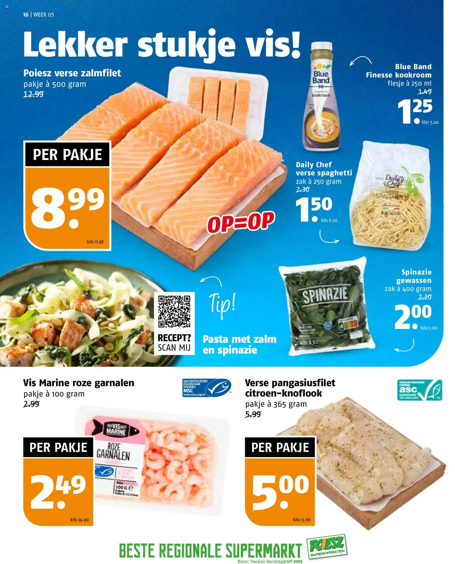 {H1} | Pagina: 16 | Producten: Spinazie, Vis, Pasta, Zak