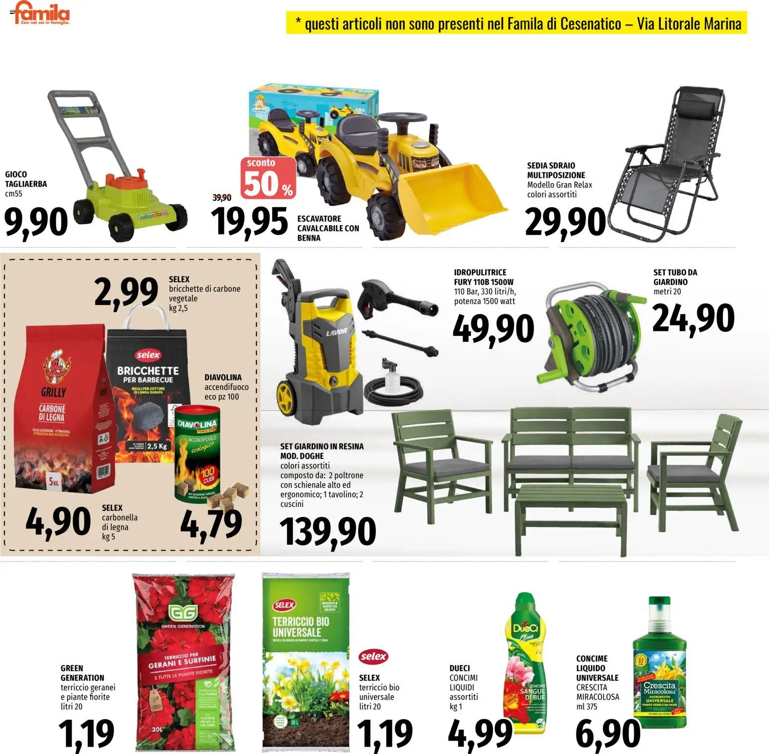 Volantino Famila del 16.03.2026 | Pagina: 24 | Prodotti: Sdraio, Barbecue, Tubo, Gerani