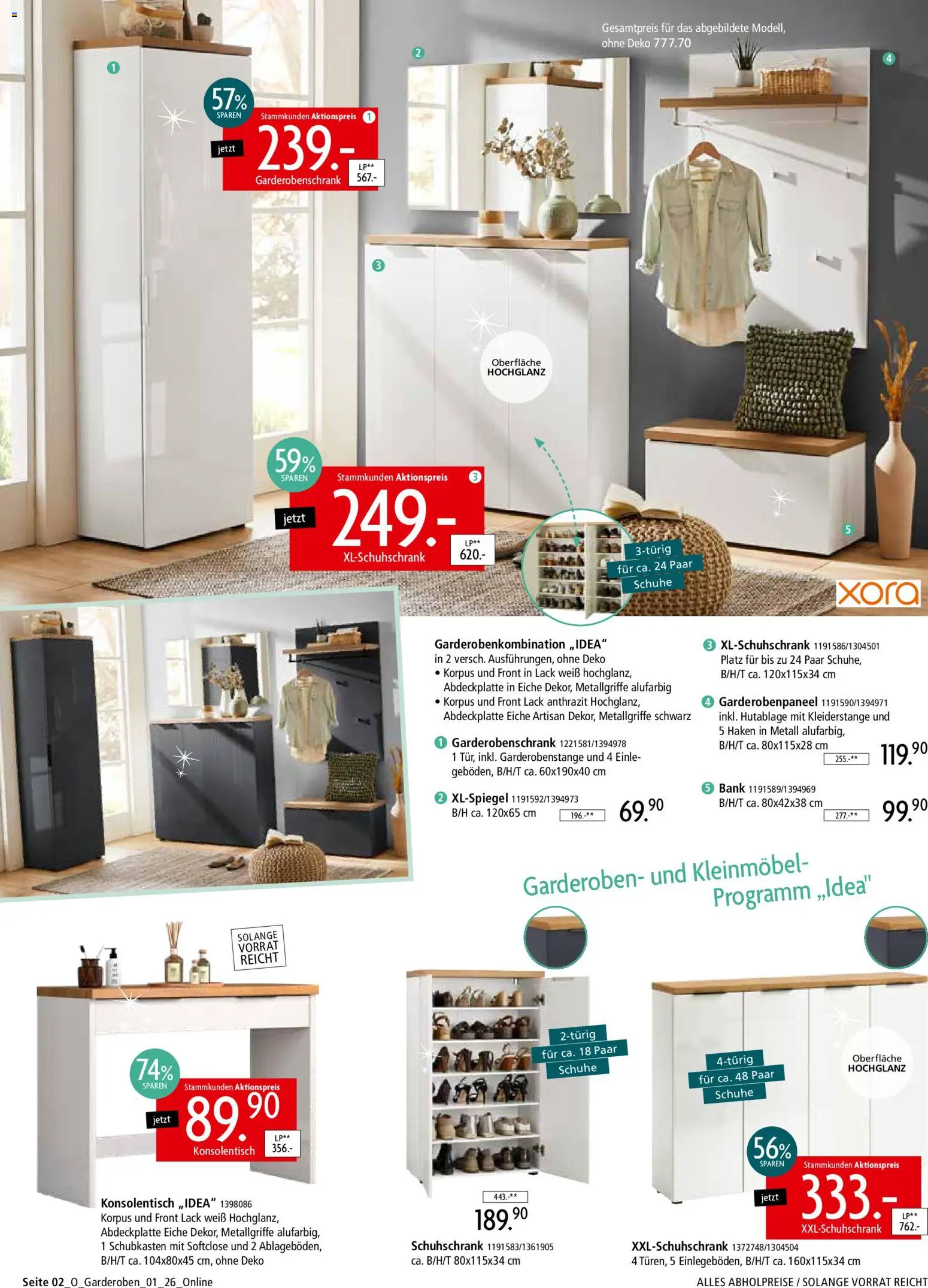 Zurbrüggen Garderoben-Trends – gültig ab 21.03.2026 | Seite: 2 | Produkte: Garderobenschrank, Konsolentisch