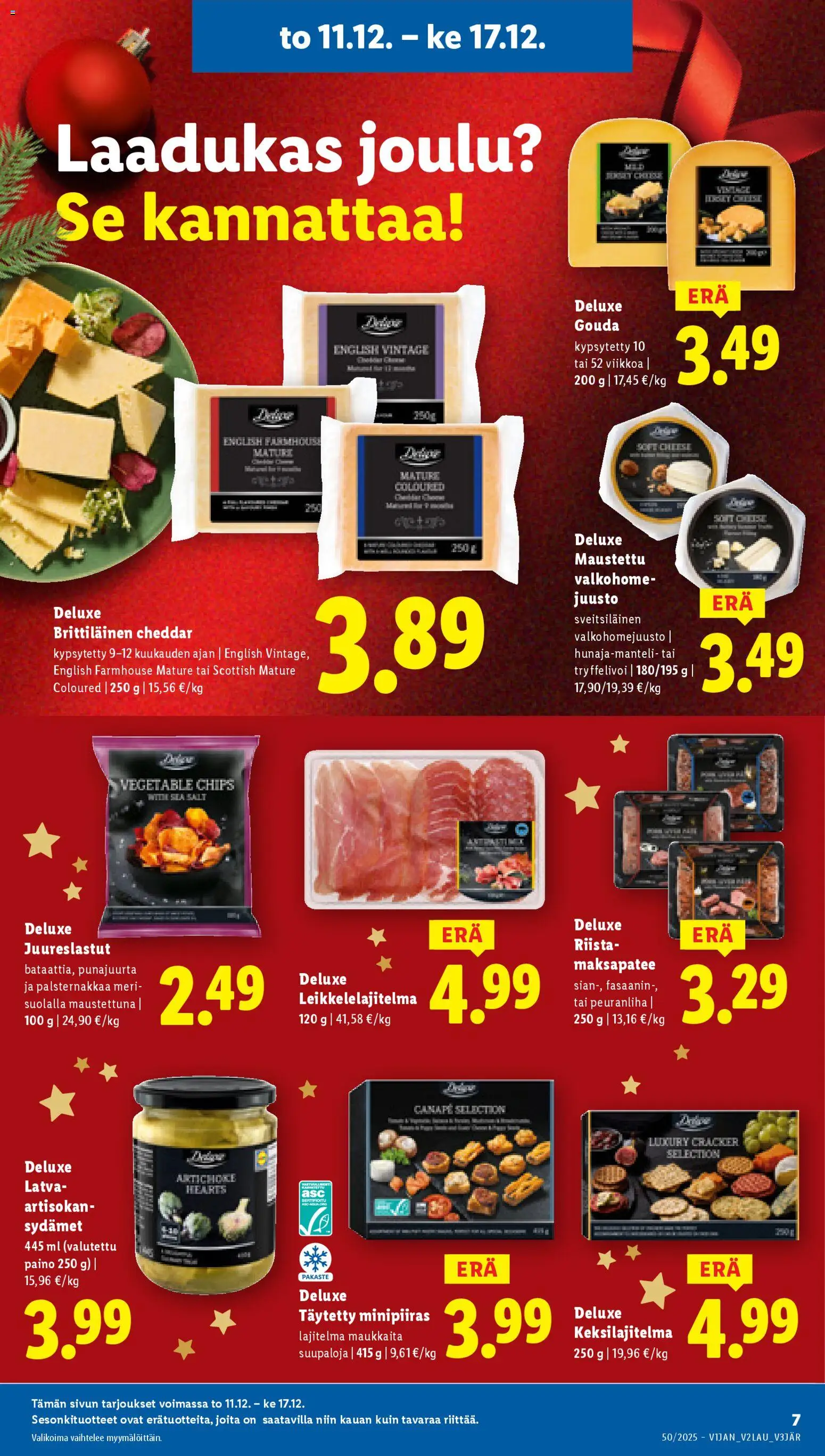 Lidl tarjoukset - Helsinki – voimassa 11.12.2025 alkaen | Sivu: 7 | Tuotteet: Cheddar, Juusto