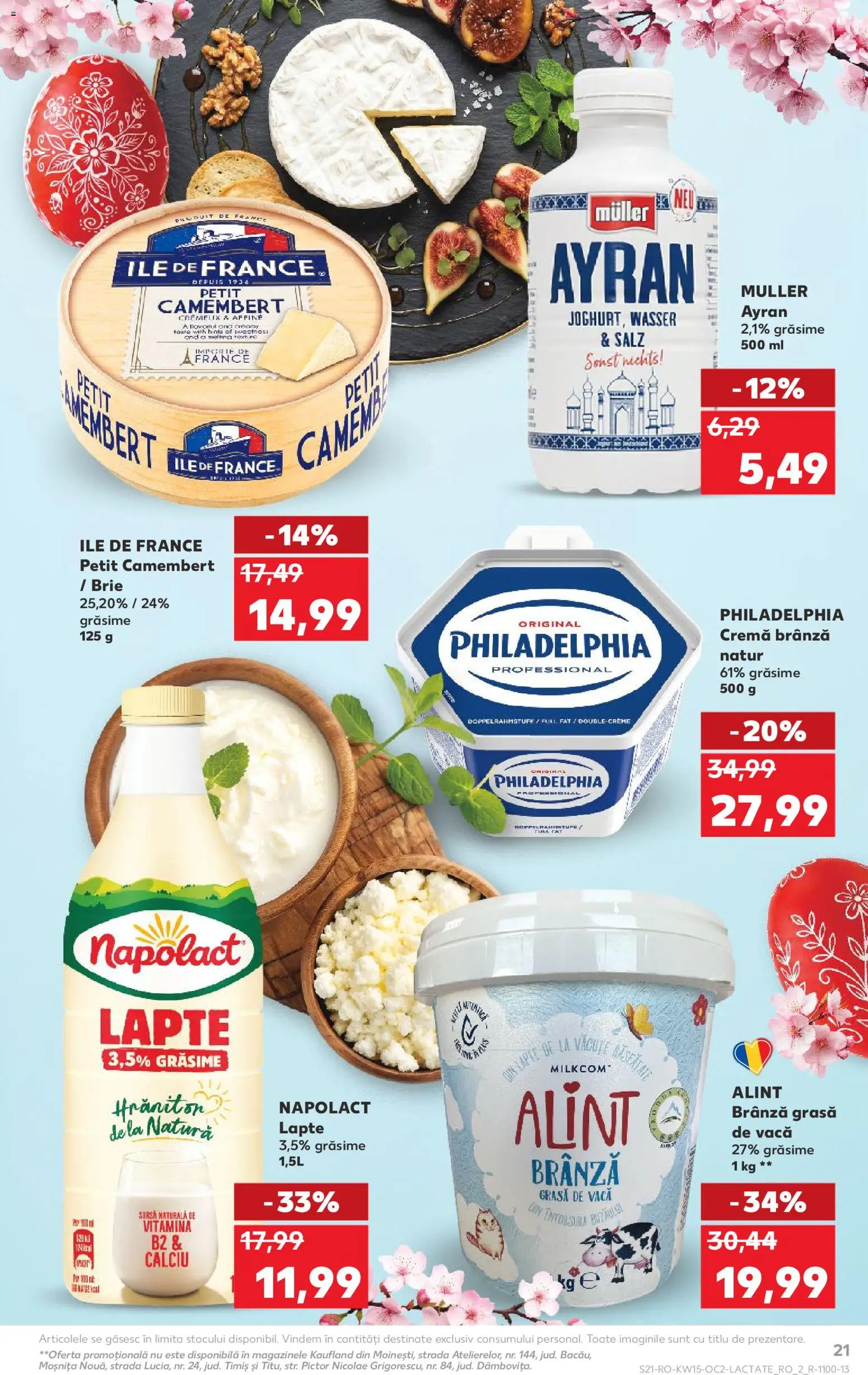 Kaufland RO akciós ujság - amely érvényes a következő dátumtól: 08.04.2026 | Oldal: 21 | Termékek: Ayran, Camembert