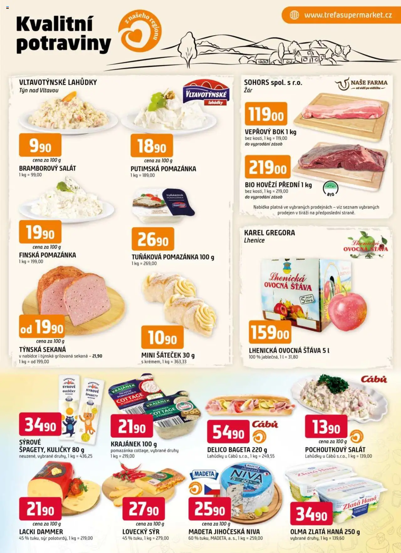 Trefa leták od 13.08.2025 | Strana: 5 | Produkty: Bramborový salát, Vepřový bok, Špagety, Kuličky