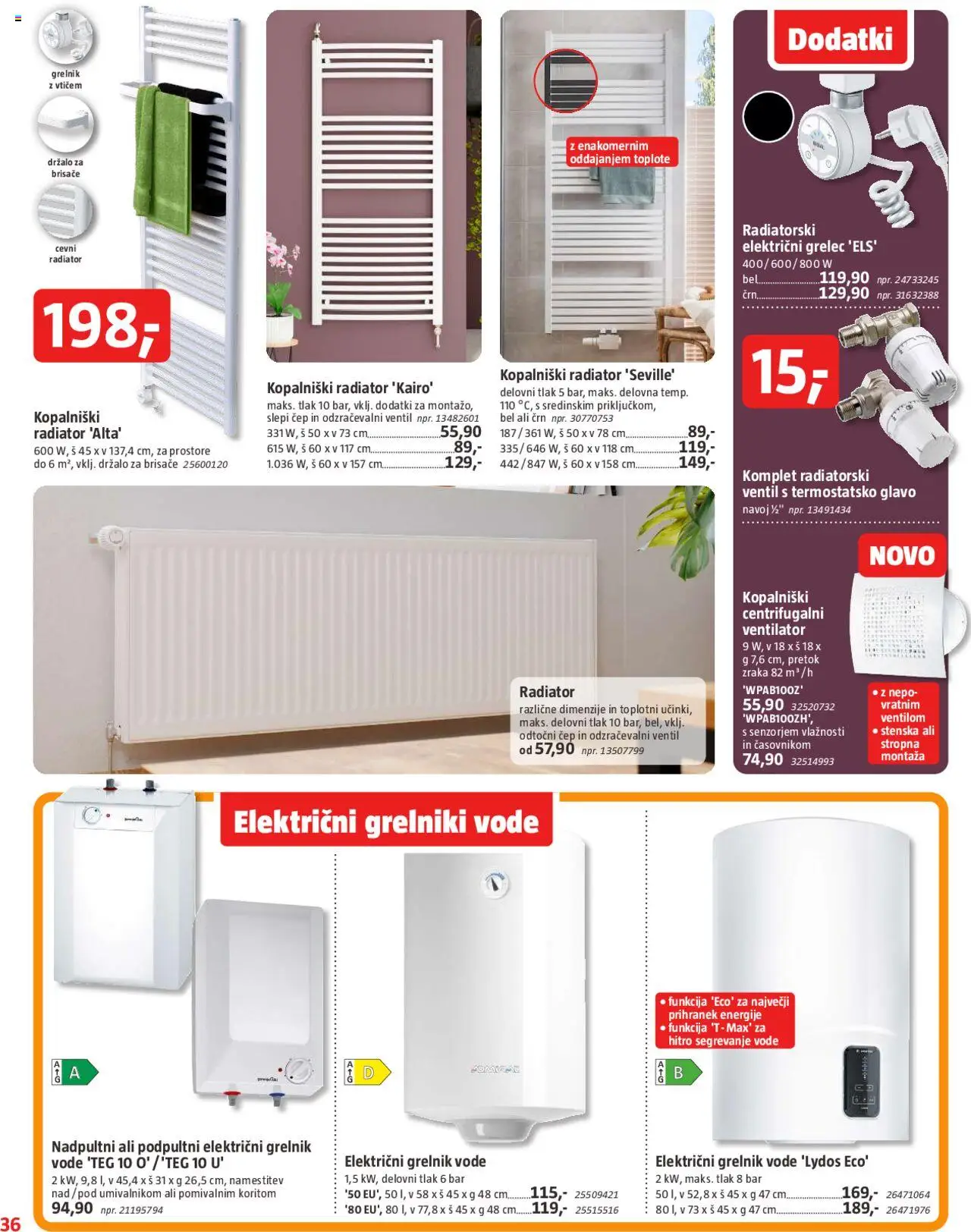Bauhaus katalog │ velja od 31.07.2025 | Stran: 36 | Izdelki: Radiator, Ventilator, Grelnik vode, Grelec