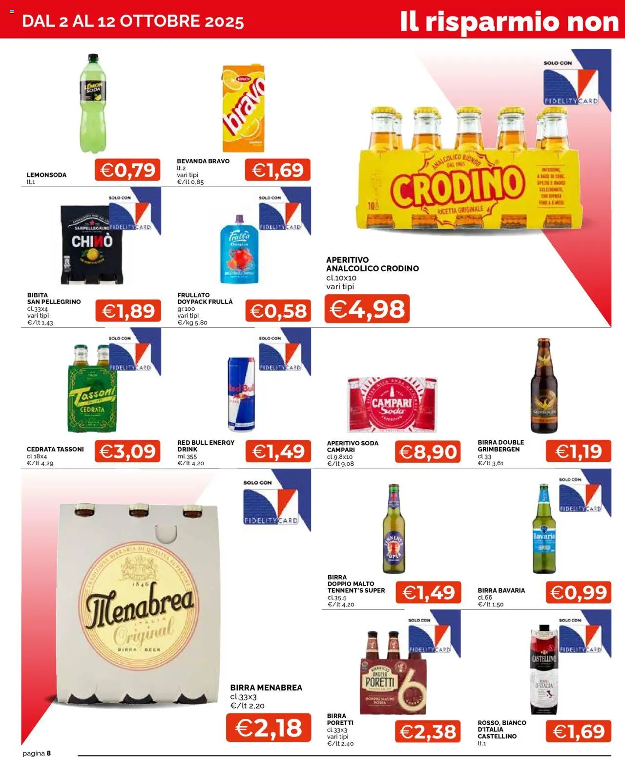 Volantino Mercatò del 02.10.2025 | Pagina: 8 | Prodotti: Tennent's, Red Bull, Cedrata, Aperitivo