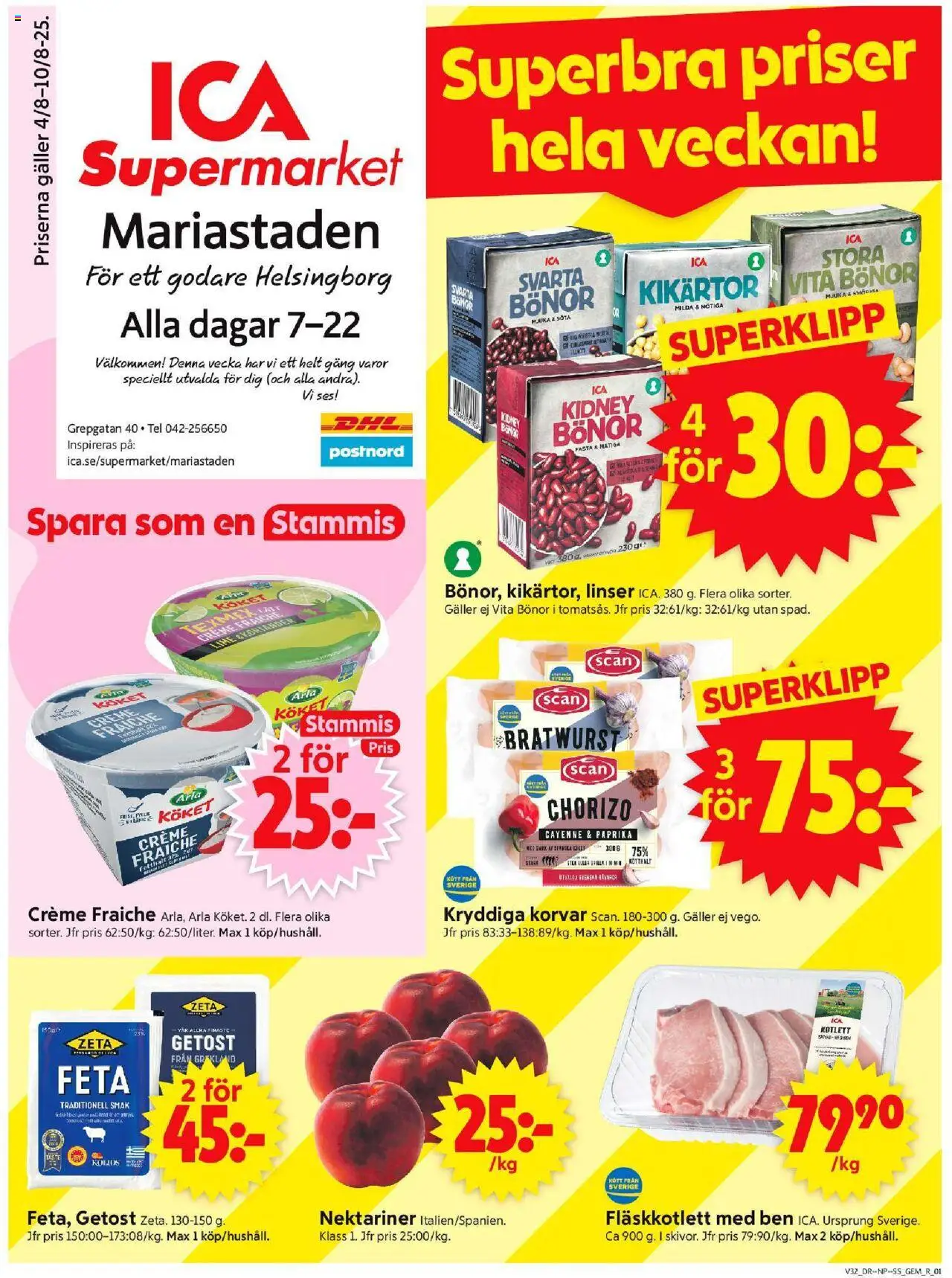 ICA Supermarket reklamblad aktuell från 04.08.2025 | Sida: 1