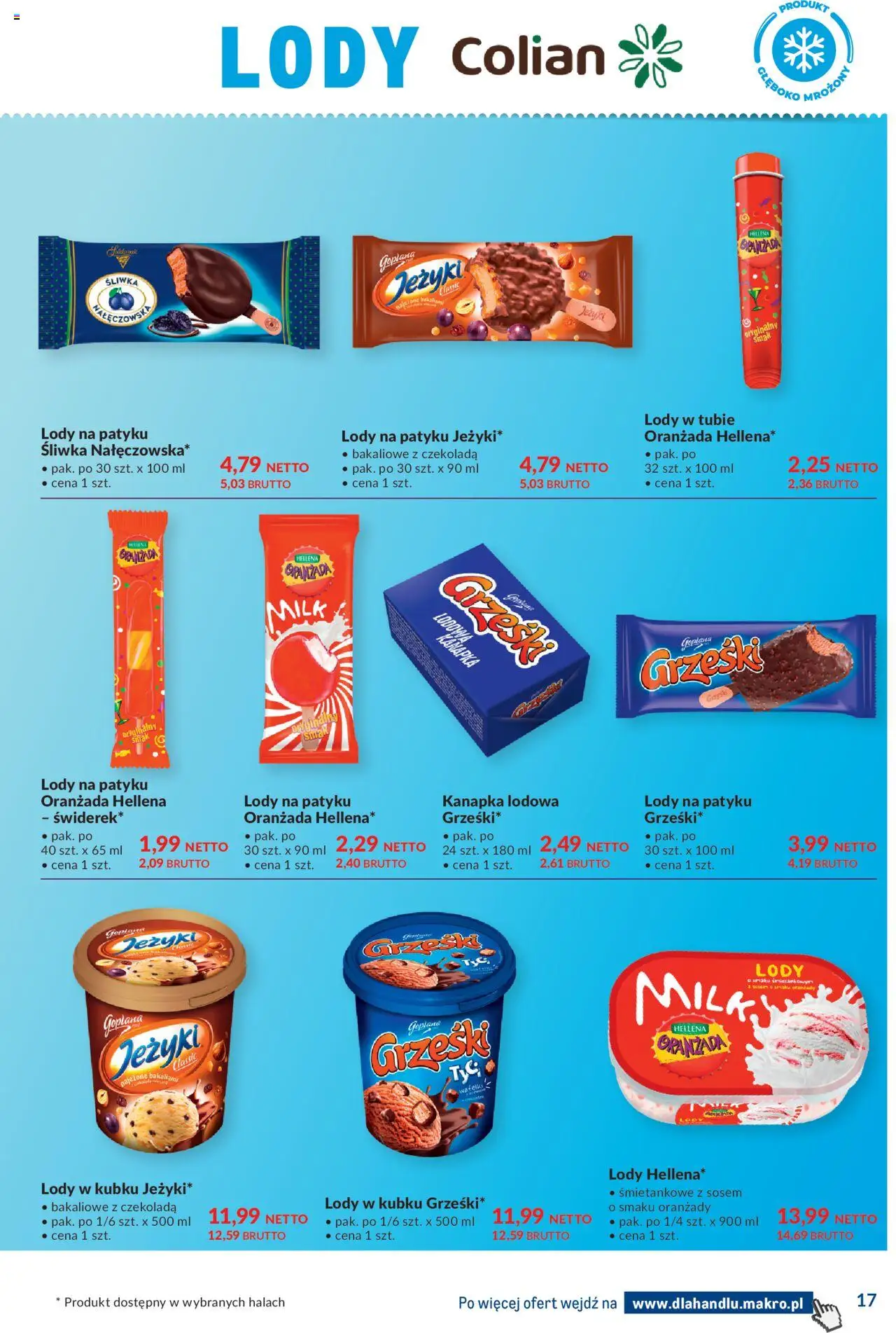 Makro Gazetka - Dystrybucja do sklepów od 19.08.2025 | Strona: 17 | Produkty: Oranżada hellena, Lody na patyku, Czekolada, Lody