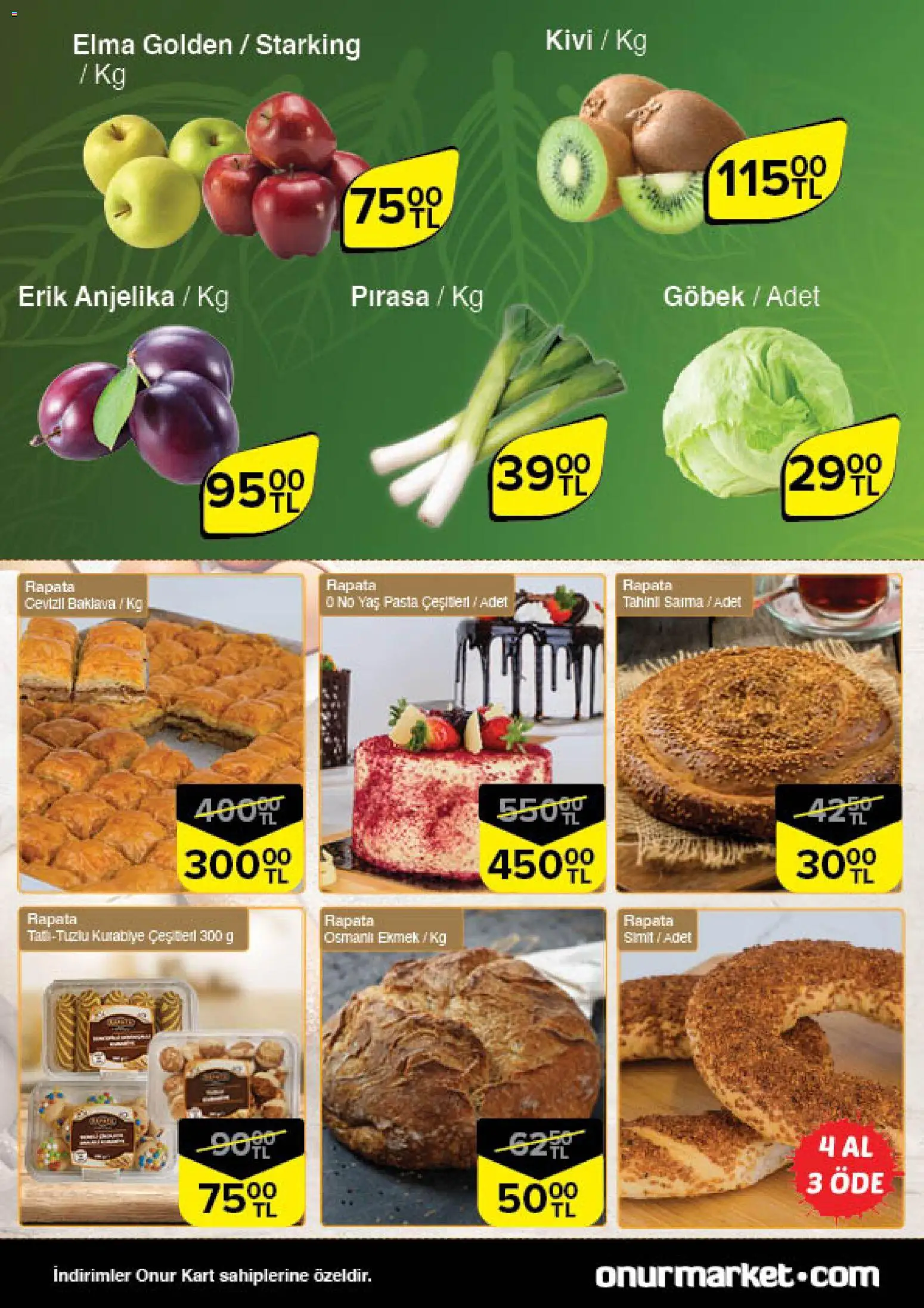 Onur Market Taze Ürünlerde İndirimler - Bursa - 30.10.2025 tarihinden itibaren geçerlidir | Sayfa: 4 | Ürünler: Erik, Pırasa, Ekmek, Kurabiye