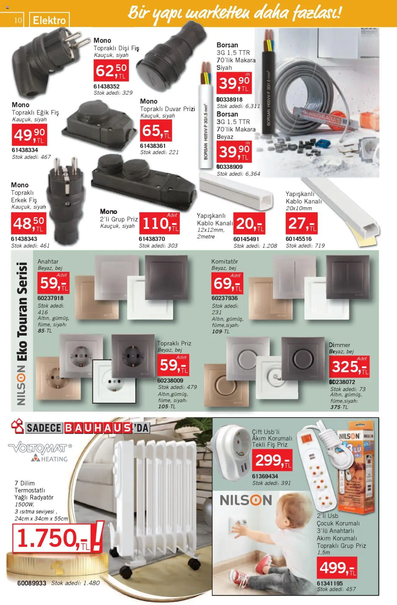 Bauhaus Katalog - 03.10.2025 tarihinden itibaren geçerlidir | Sayfa: 10 | Ürünler: Priz, Radyatör, Kablo, USB