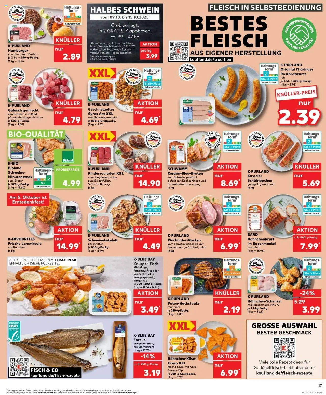 Kaufland prospekt Berlin	 – gültig ab 05.10.2025 | Seite: 21 | Produkte: Rinderrouladen, Steak, Fleisch, Hahnchenbrust