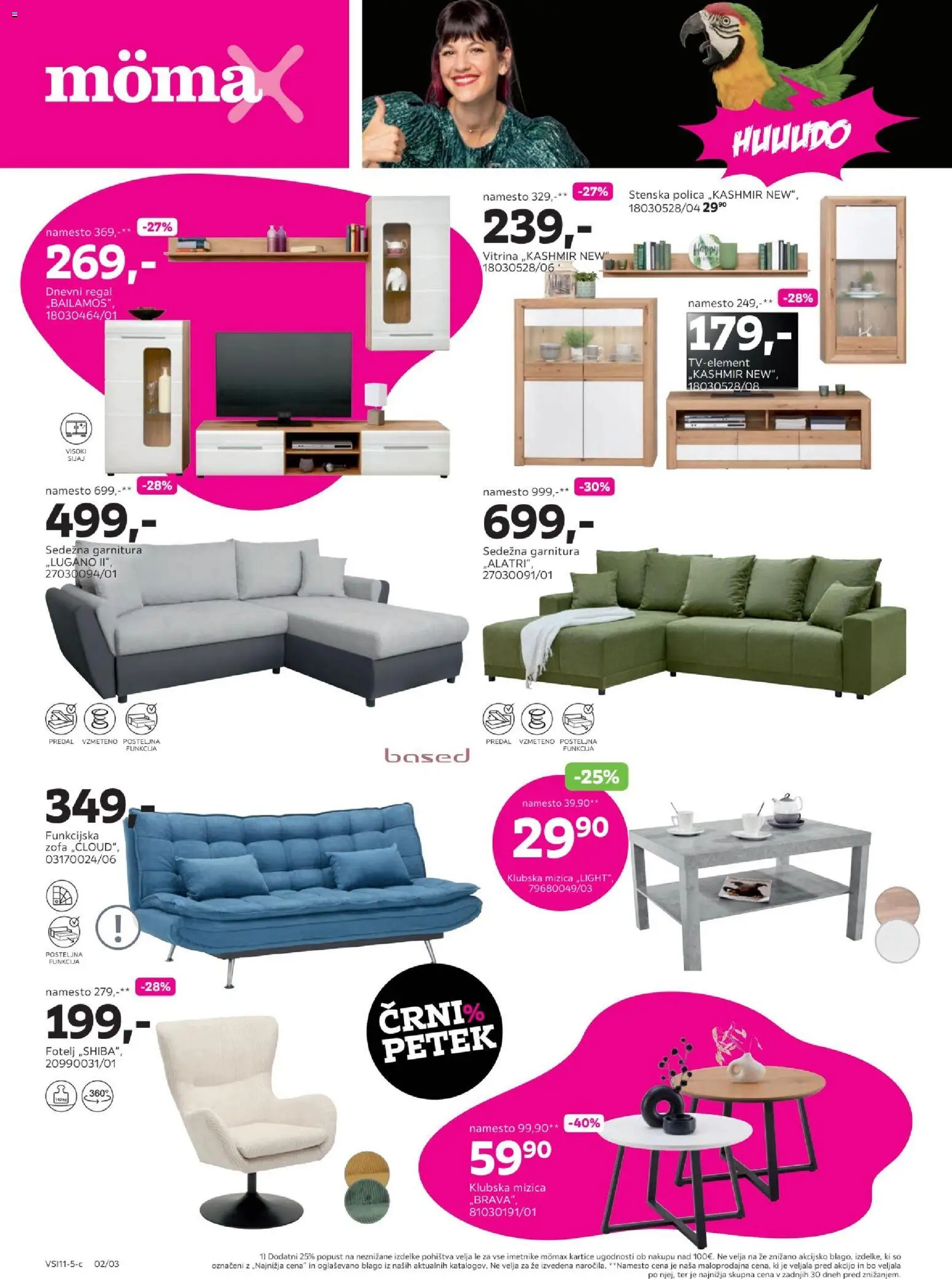 Novi Mömax katalog ponudbe – veljaven od 16.11.2025 | Stran: 2 | Izdelki: Vitrina, Fotelj, Polica, Regal