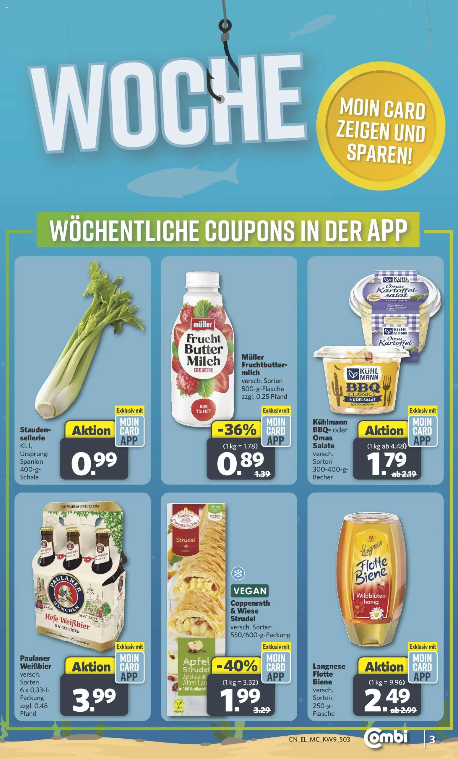 Combi Sonderangebote – gültig ab 22.02.2026 | Seite: 3 | Produkte: Milch, Weißbier, Äpfel, Paulaner