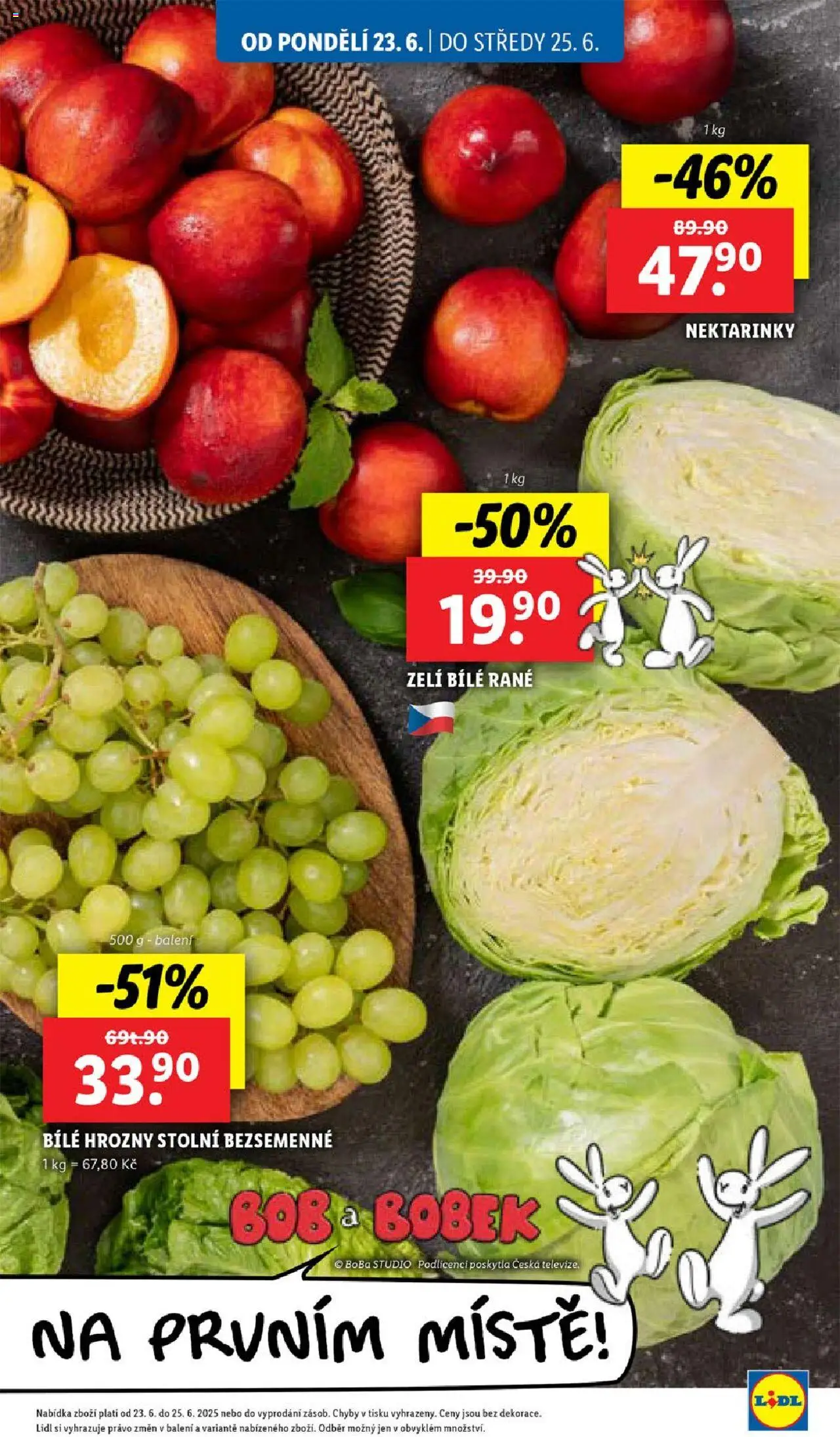 Lidl leták od 23.06.2025 | Strana: 9 | Produkty: Zelí, Nektarinky, Bílé hrozny, Hrozny