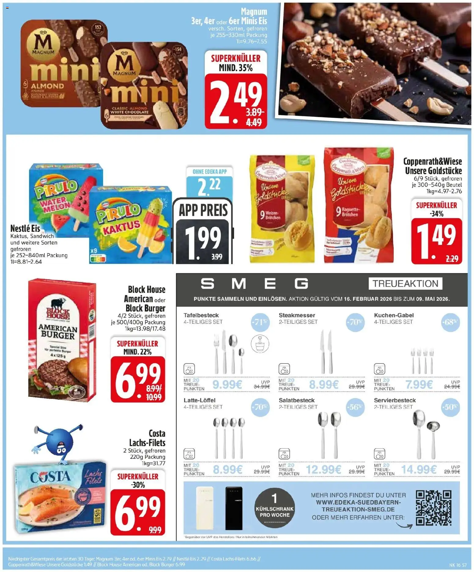 Edeka prospekt München	 – gültig ab 13.04.2026 | Seite: 9 | Produkte: Kühlschrank, Burger, Steak, Eis