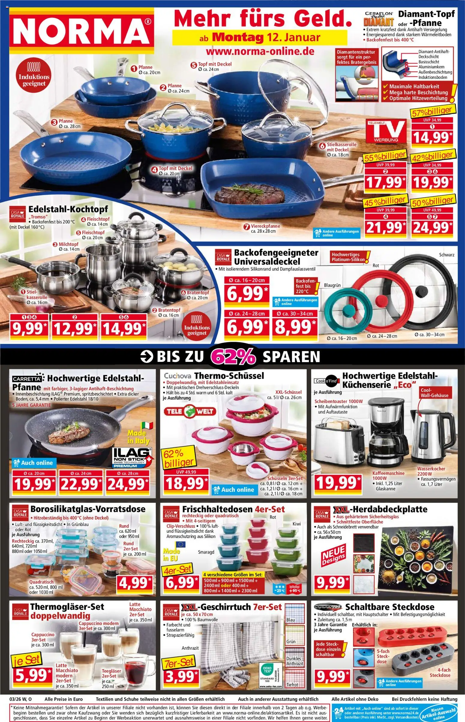 Norma Prospekt 	 – gültig ab 12.01.2026 | Seite: 1 | Produkte: Kaffeemaschine, Wasserkocher, Backofen, Kiwi