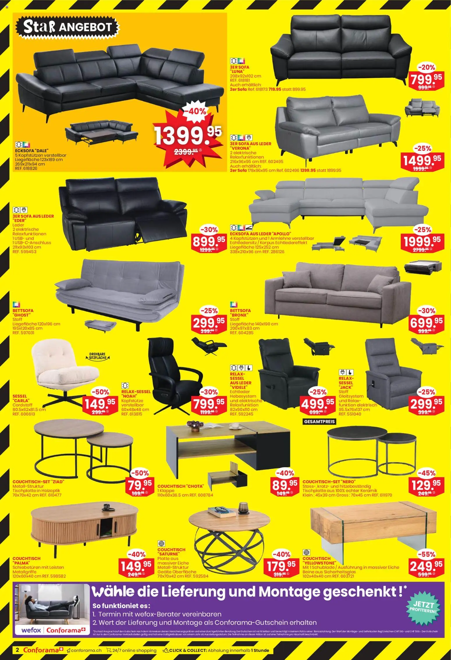 Conforama Aktionen – gültig ab 29.10.2025 | Seite: 2 | Produkte: Sofa, Sessel, Couchtisch, Relaxsessel