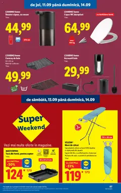 Noul catalog Lidl – valabil de la 08.09.2025 | Pagină: 67 | Produse: Cuptor, Baterie, Covoraș de baie, Masă de călcat
