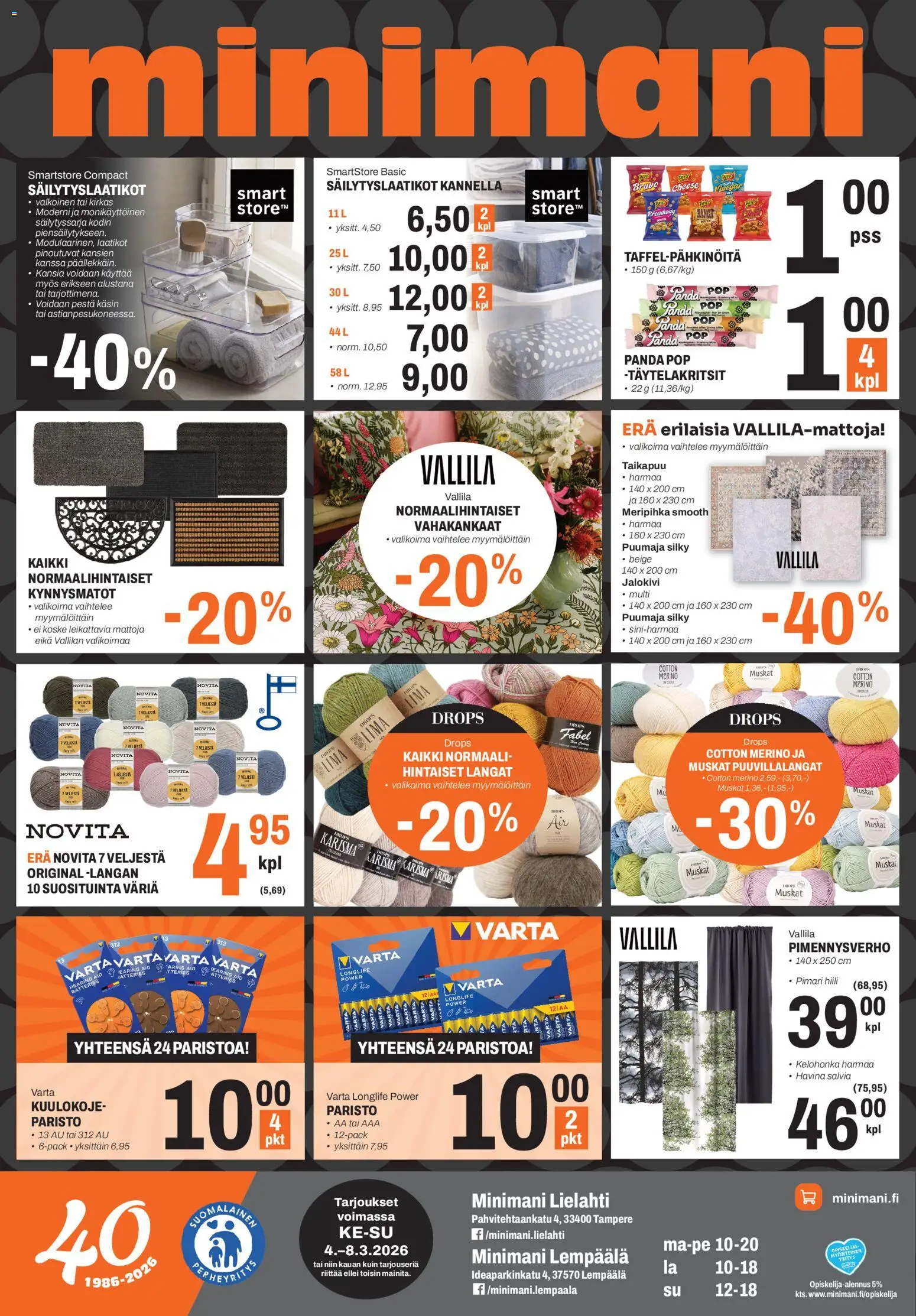 Minimani tarjoukset - Lempäälä/Tampere – voimassa 04.03.2026 alkaen | Sivu: 1 | Tuotteet: Säilytyslaatikot