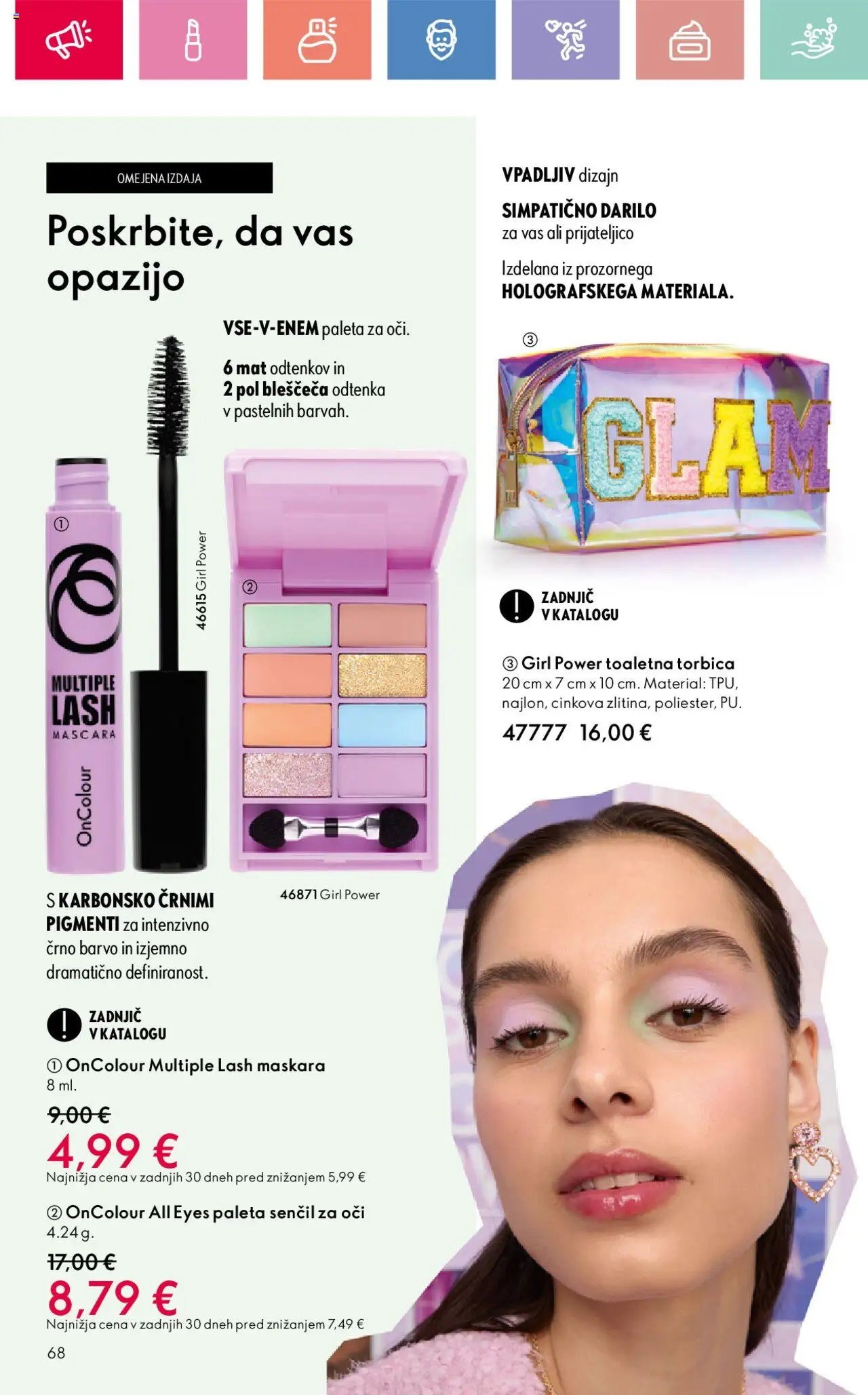 Oriflame katalog 12 │ velja od 24.08.2025 | Stran: 68 | Izdelki: Toaletna torbica, Paleta senčil, Maskara, Torbica