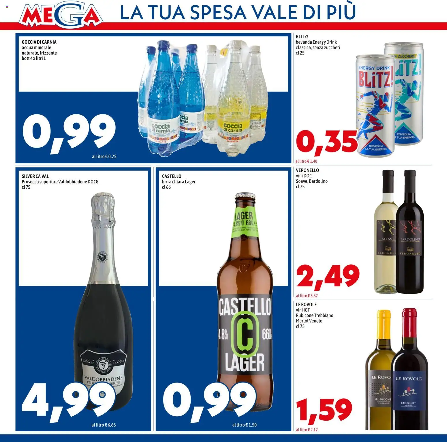 Volantino Mega del 23.04.2026 | Pagina: 10 | Prodotti: Birra, Prosecco, Acqua, Zucchero