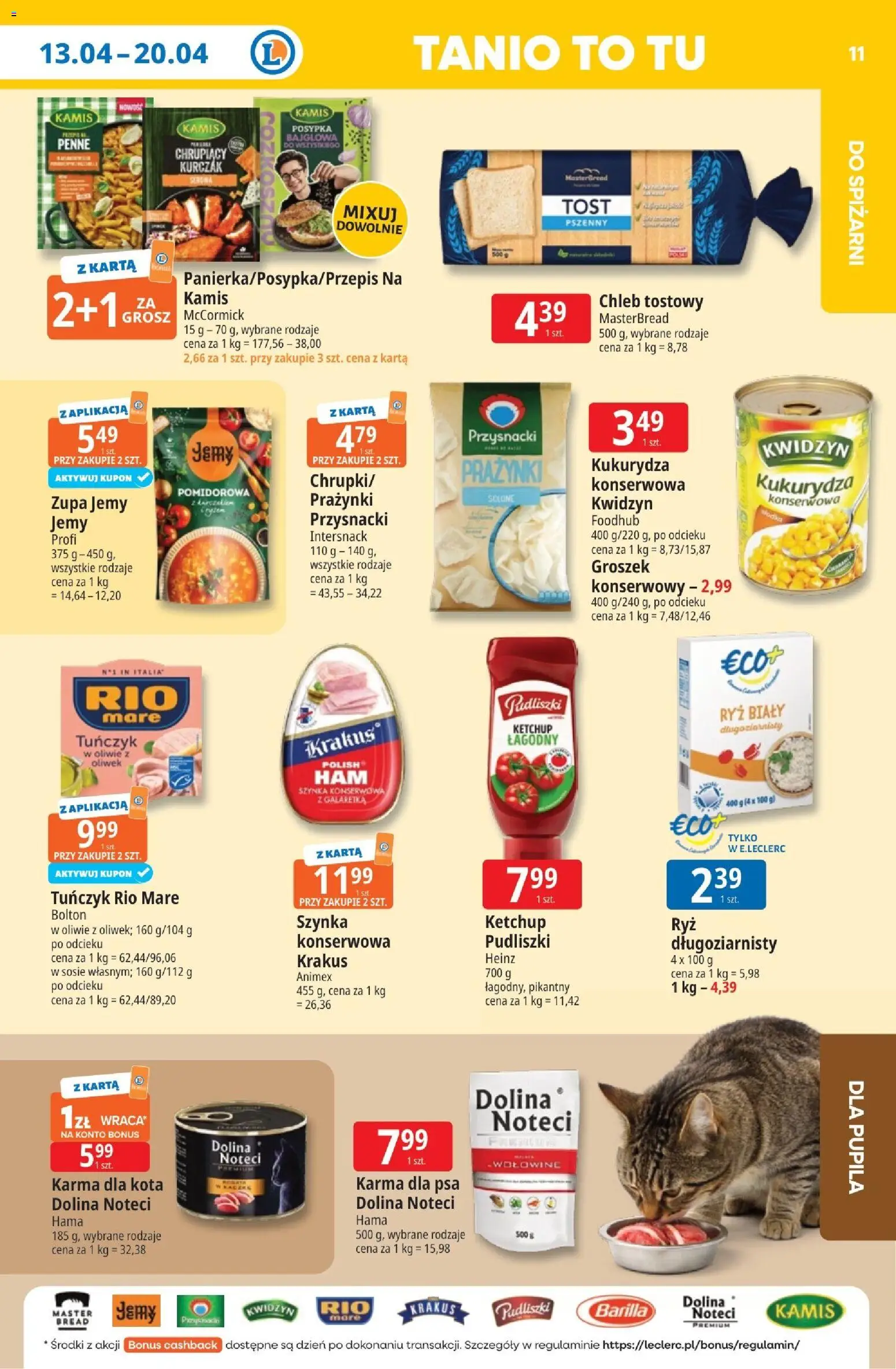 E.Leclerc gazetka - Zielona Góra od 13.04.2026 | Strona: 11 | Produkty: Kurczak, Ketchup, Szynka, Tuńczyk rio mare