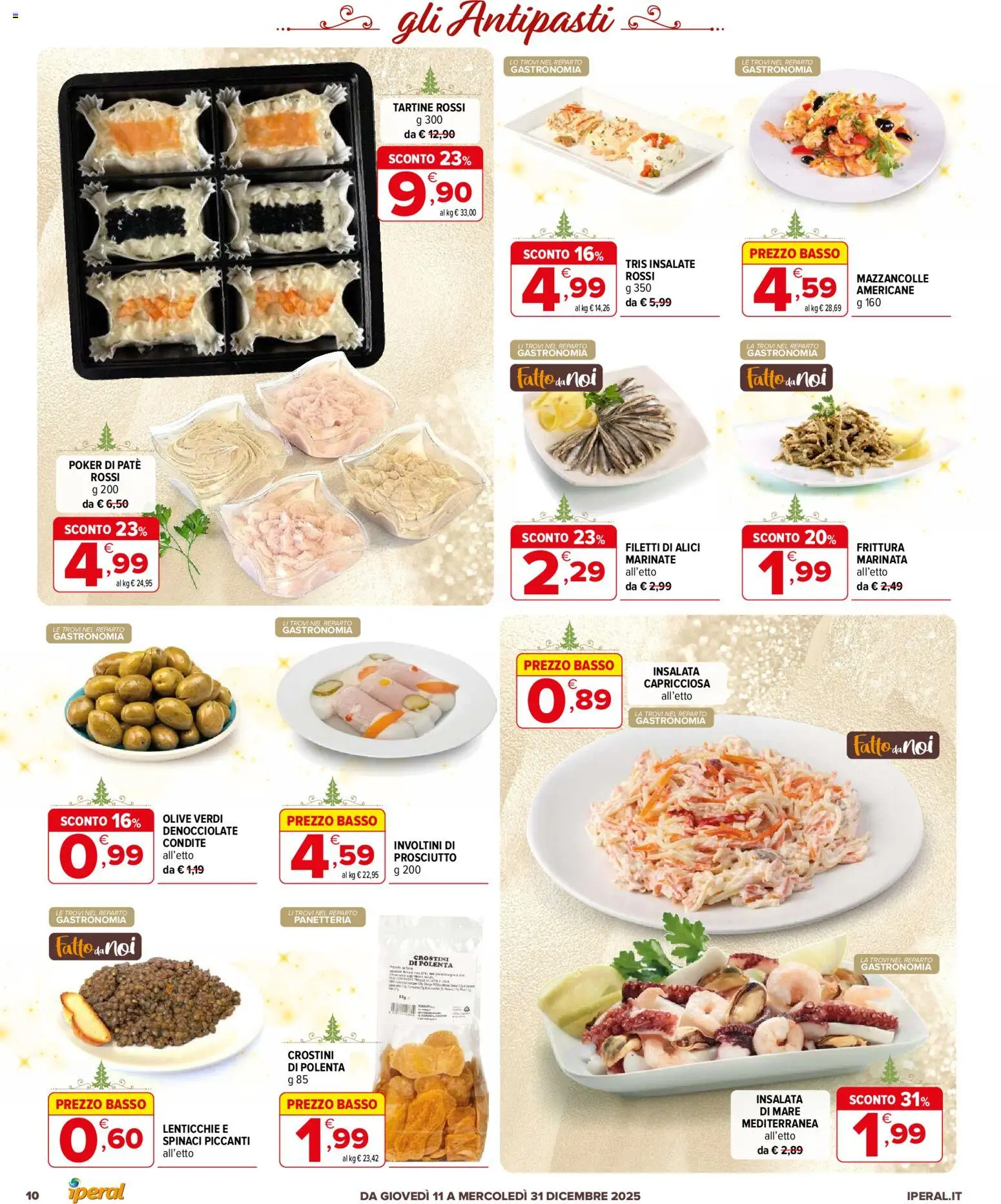 Volantino Iperal del 11.12.2025 | Pagina: 10 | Prodotti: Insalata, Spinaci, Crostini, Alici