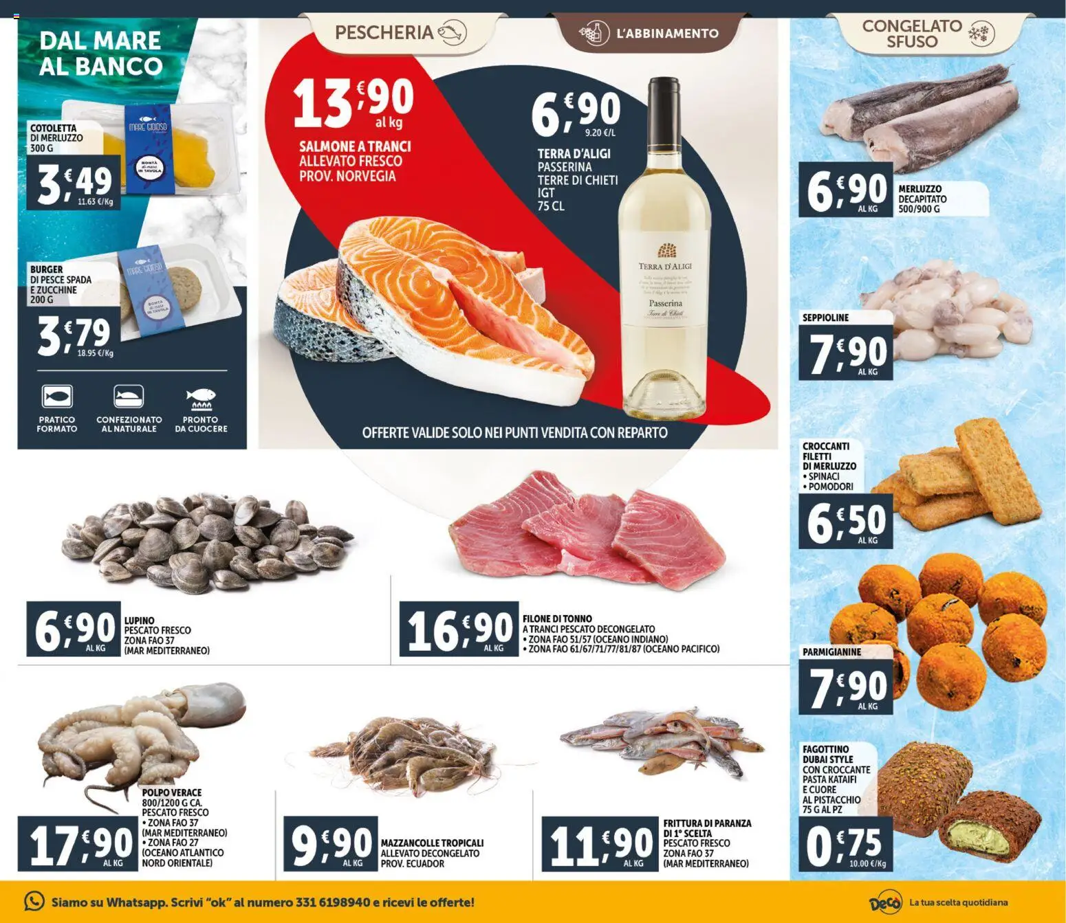 Volantino Decò del 06.03.2026 | Pagina: 9 | Prodotti: Merluzzo, Pasta, Tonno, Zucchine