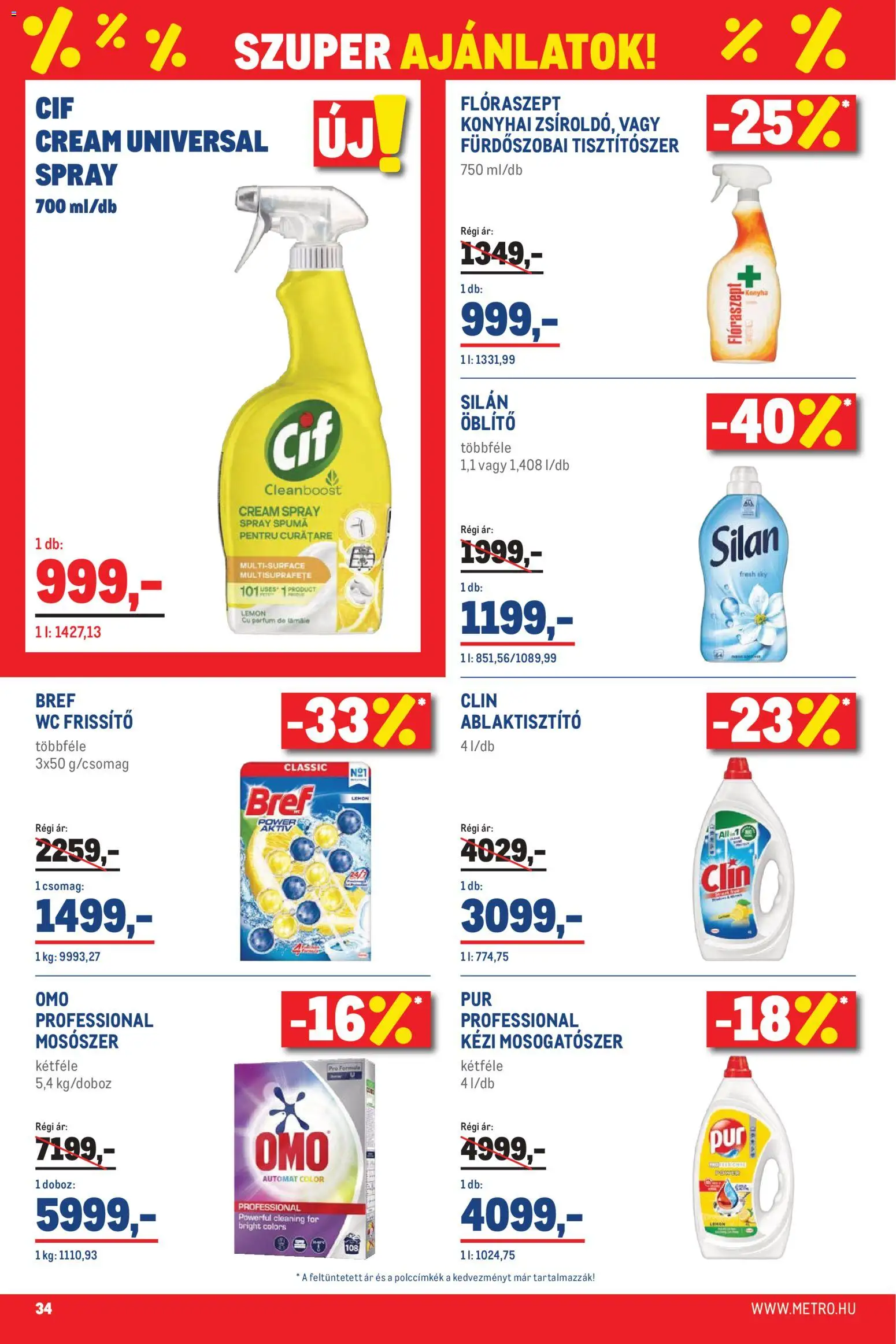 Metro akciós ujság - amely érvényes a következő dátumtól: 07.04.2026 | Oldal: 34 | Termékek: Öblítő, Doboz, WC, Mosogatószer