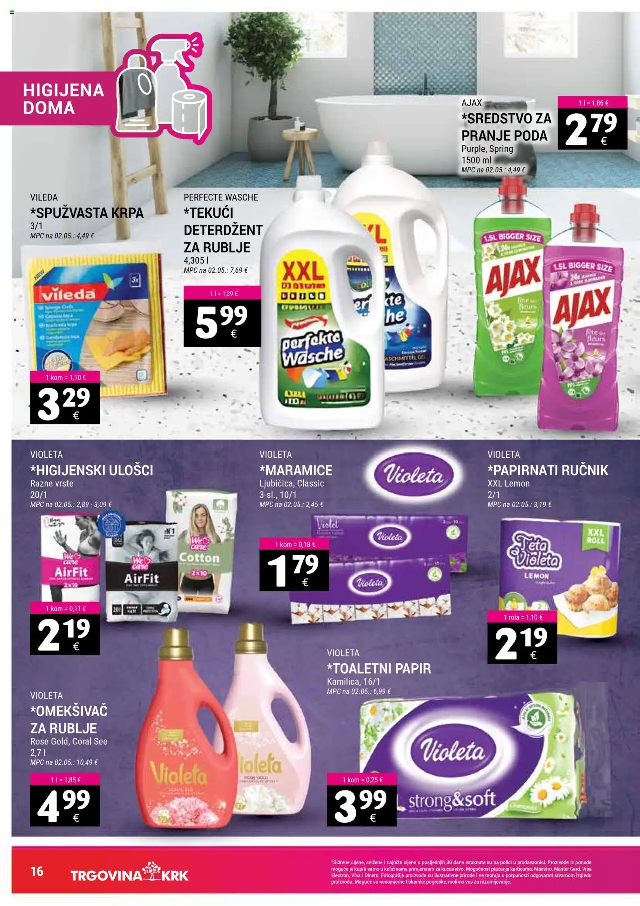 Trgovina Krk katalog | vrijedi od 01.10.2025 | Stranica: 16 | Proizvodi: Ručnik, Violeta, Ajax, Vileda