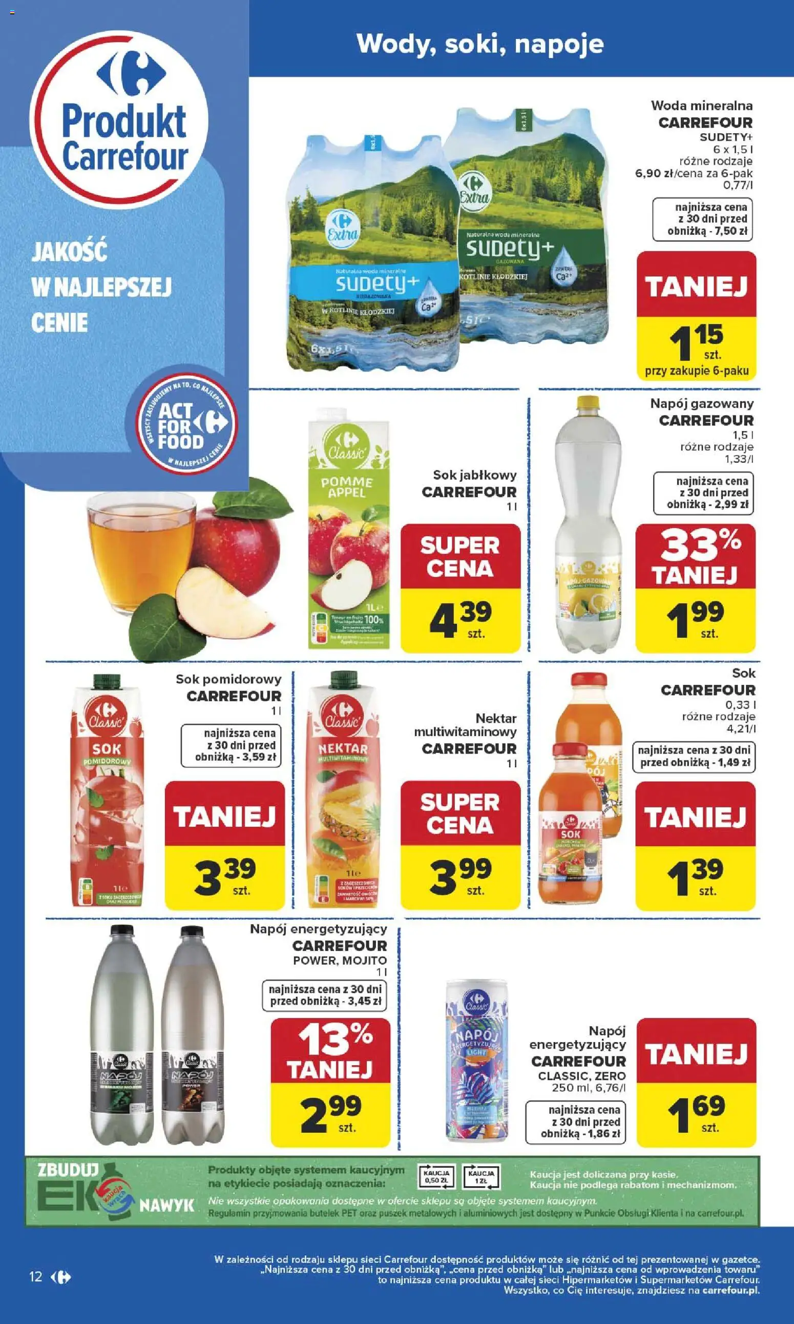 Carrefour Gazetka - Wybierz Jakość W Najlepszej Cenie od 19.01.2026 | Strona: 12 | Produkty: Sok jabłkowy, Napoje, Sok, Woda
