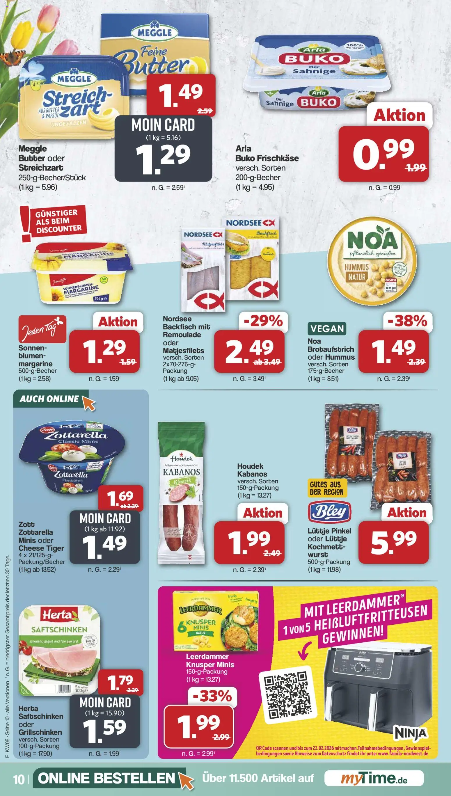 Famila Nordwest Prospekt 	 – gültig ab 16.02.2026 | Seite: 10 | Produkte: Rapsöl, Blumen, Arla buko, Wurst