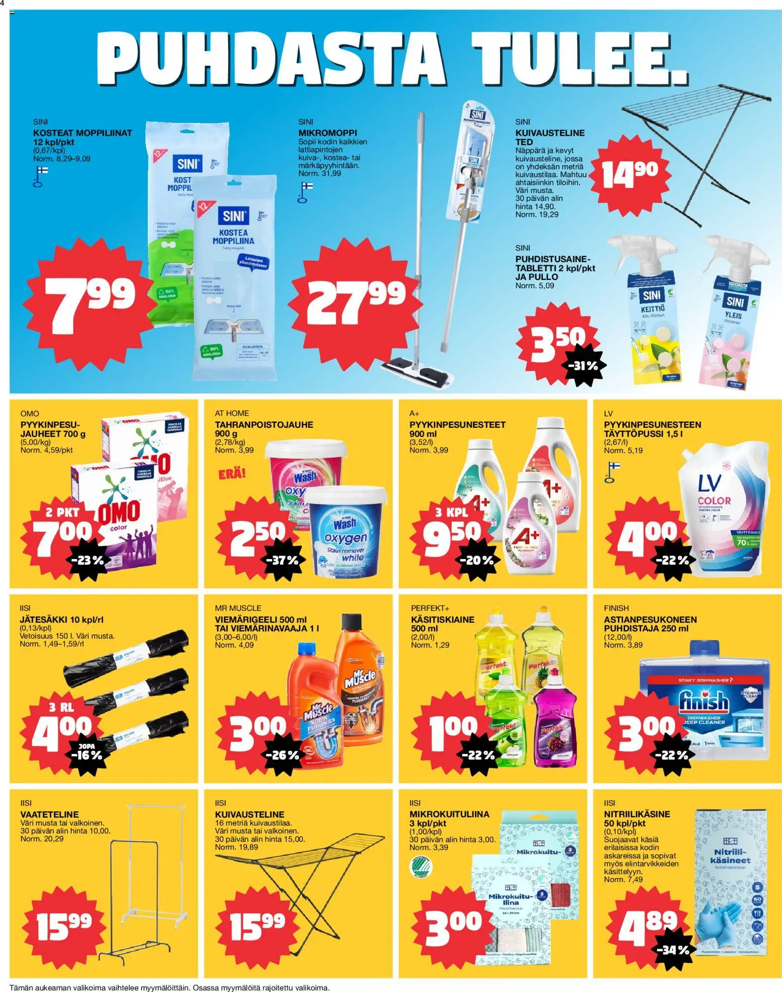 Tokmanni tarjoukset – voimassa 16.02.2026 alkaen | Sivu: 4 | Tuotteet: Keittiö, Käsineet, Tabletti, Puhdistusaine