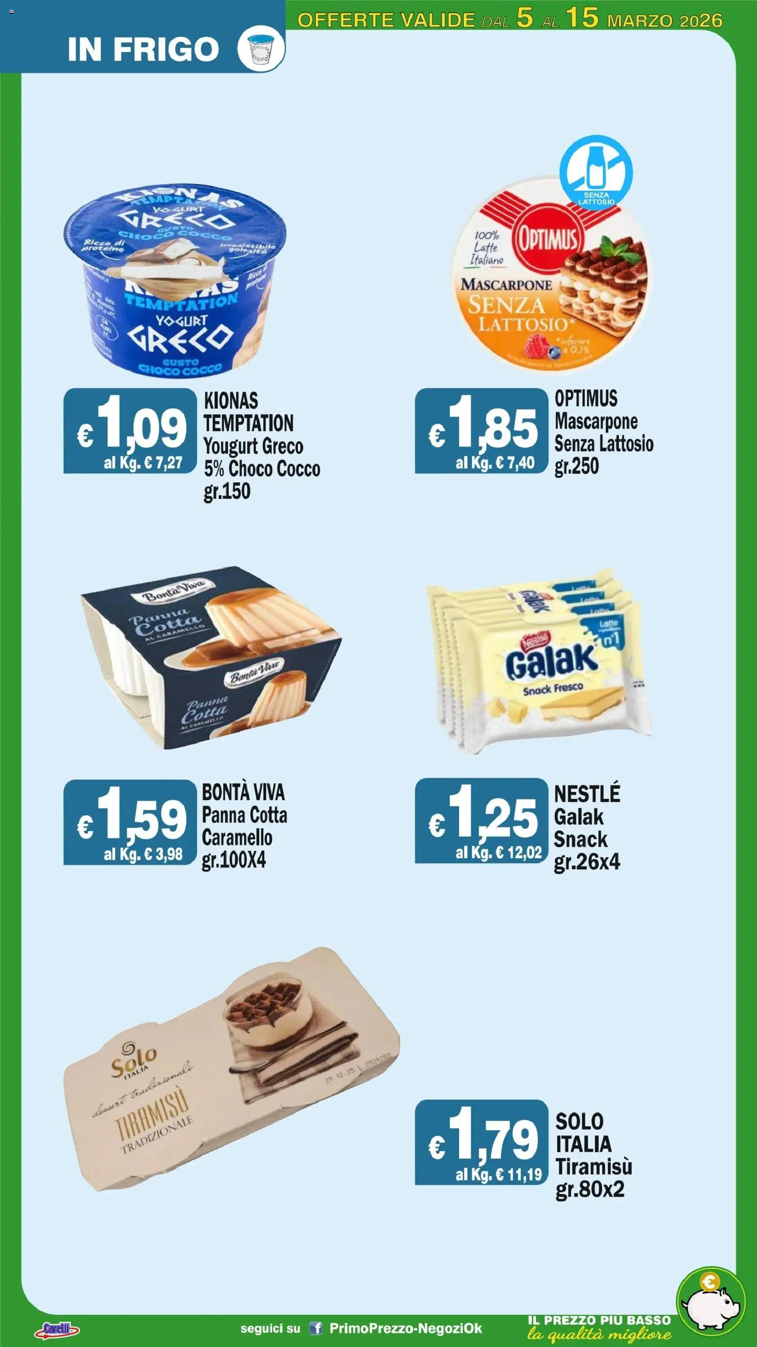 Volantino Primo Prezzo del 05.03.2026 | Pagina: 46 | Prodotti: Yogurt, Panna, Latte, Cocco