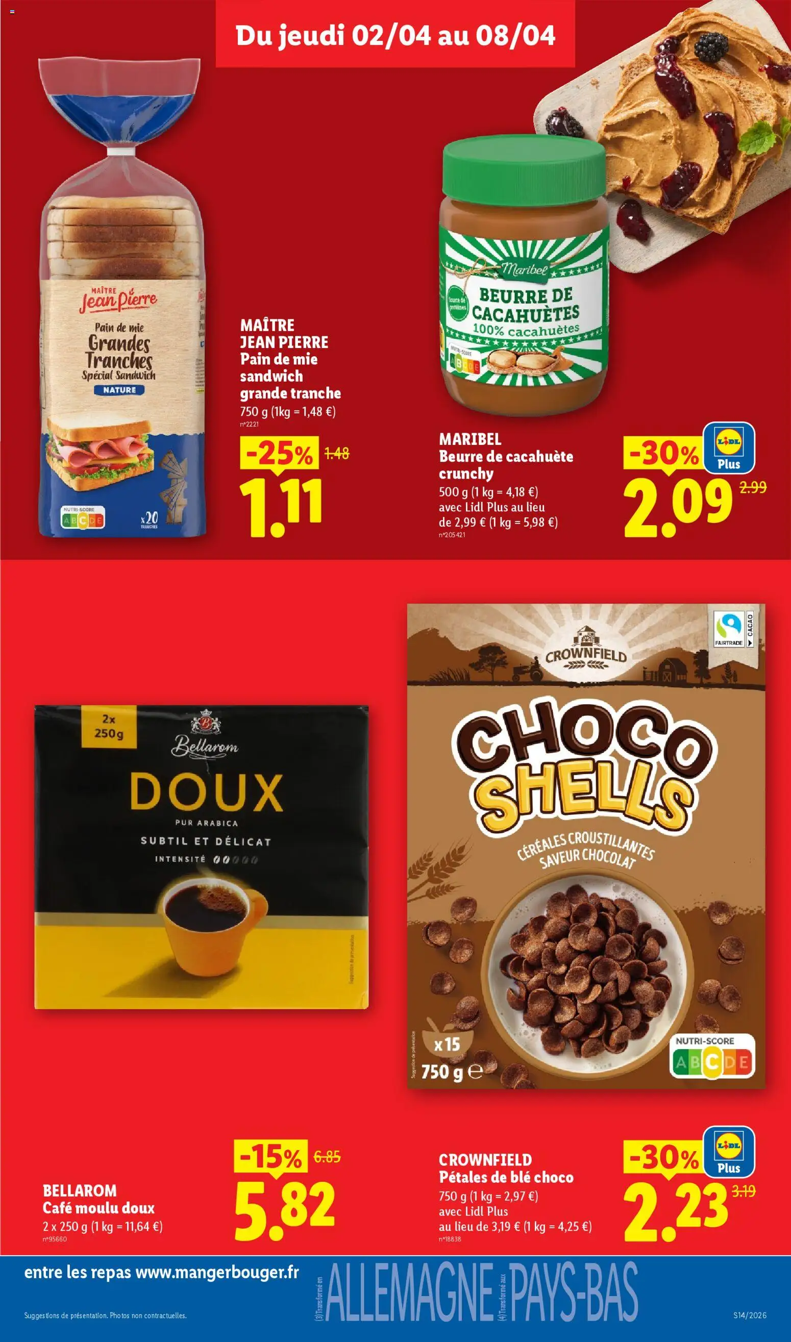 {H1} | Page: 11 | Produits: Beurre de cacahuète, Pain de mie, Café moulu, Chocolat