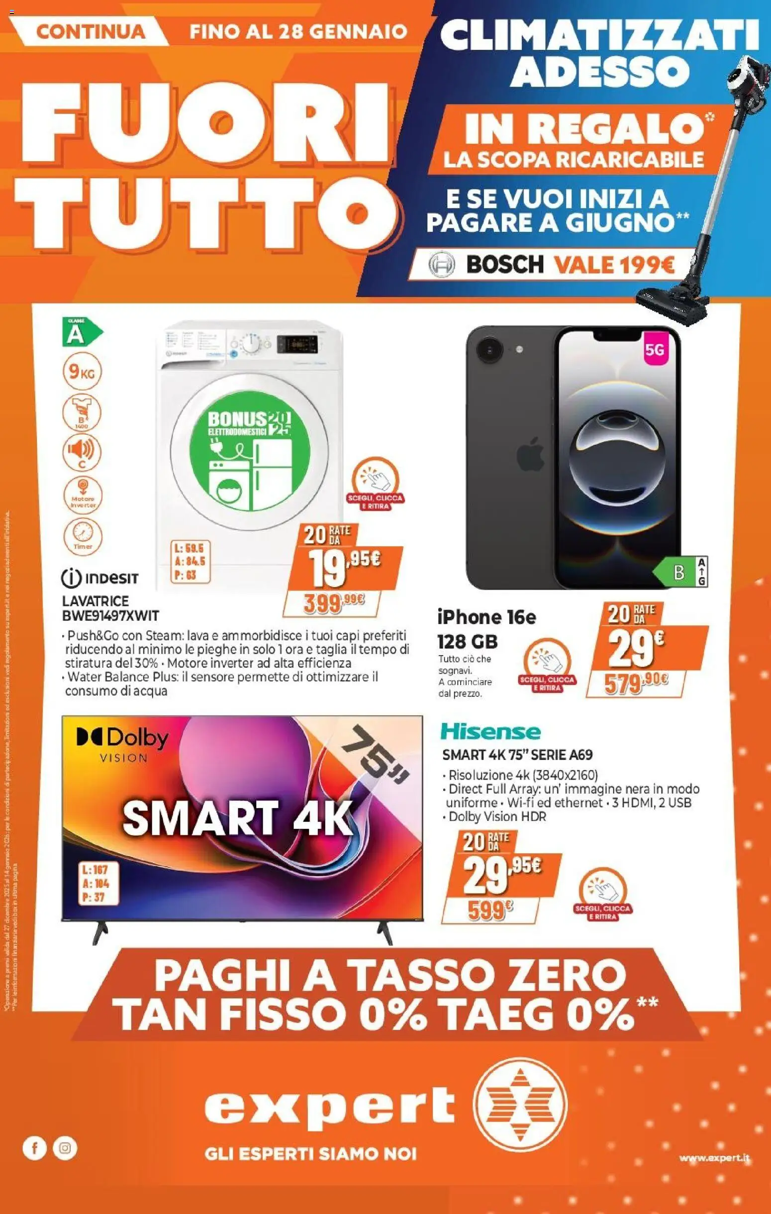 Volantino Expert del 15.01.2026 | Pagina: 1 | Prodotti: Iphone, Acqua, Lavatrice, USB