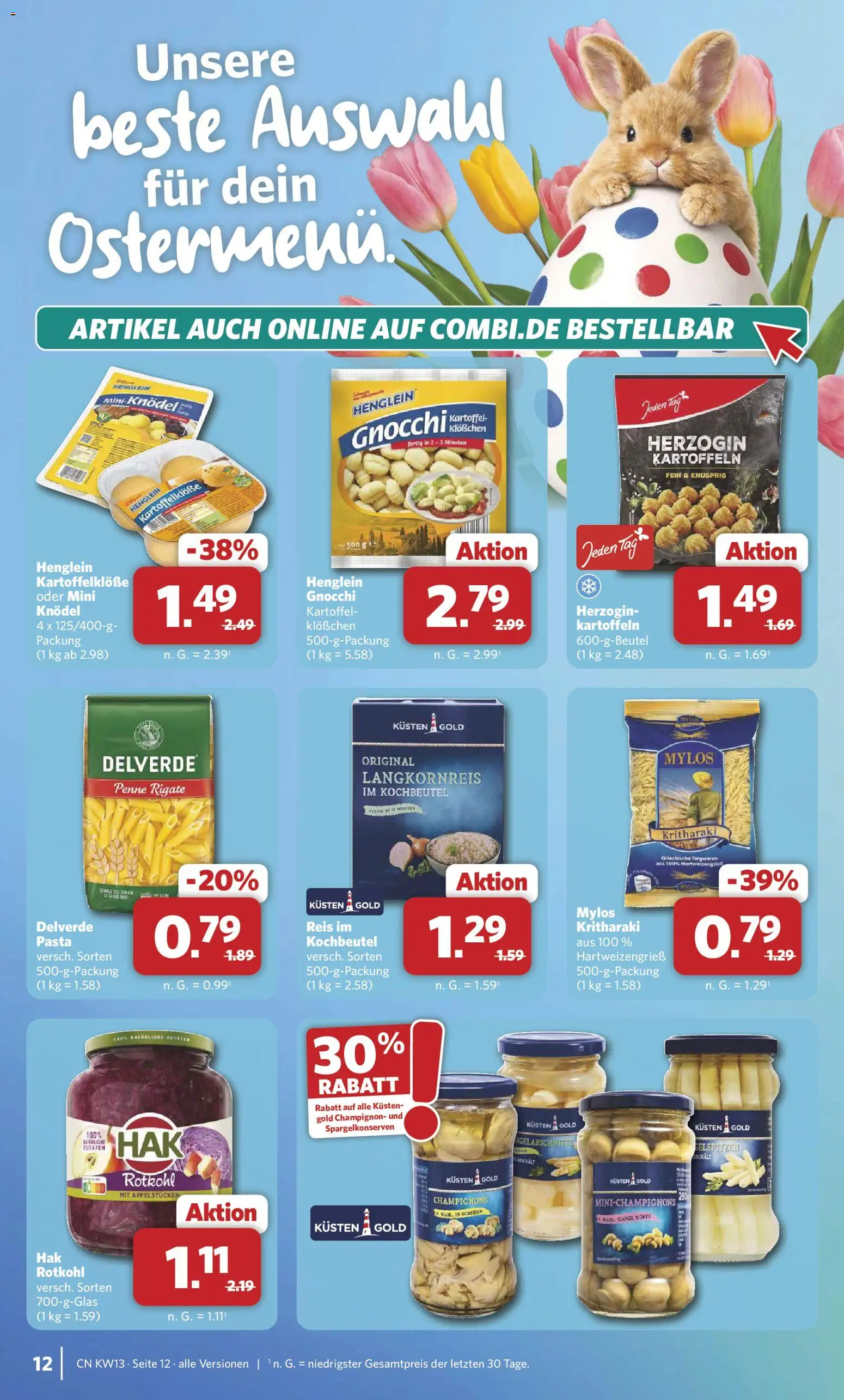 Combi Prospekt 	 – gültig ab 23.03.2026 | Seite: 12 | Produkte: Rotkohl, Champignons, Kartoffeln, Reis