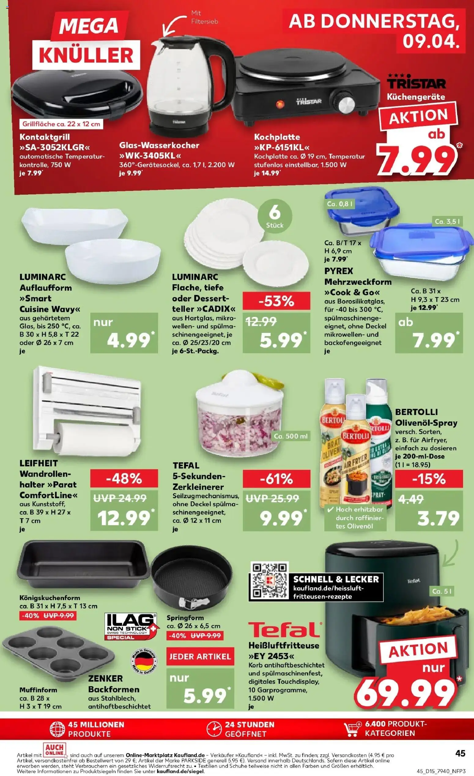 Kaufland Prospekt Pirmasens	 – gültig ab 08.04.2026 | Seite: 45 | Produkte: Grill, Olivenol, Korb, Kochplatte